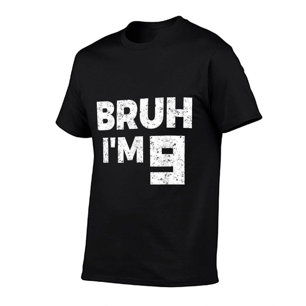 Bruh I'm 9 Bruh It's My 9th Birthday 9 Year Old Birthday  Heathered Texture T-Shirt
