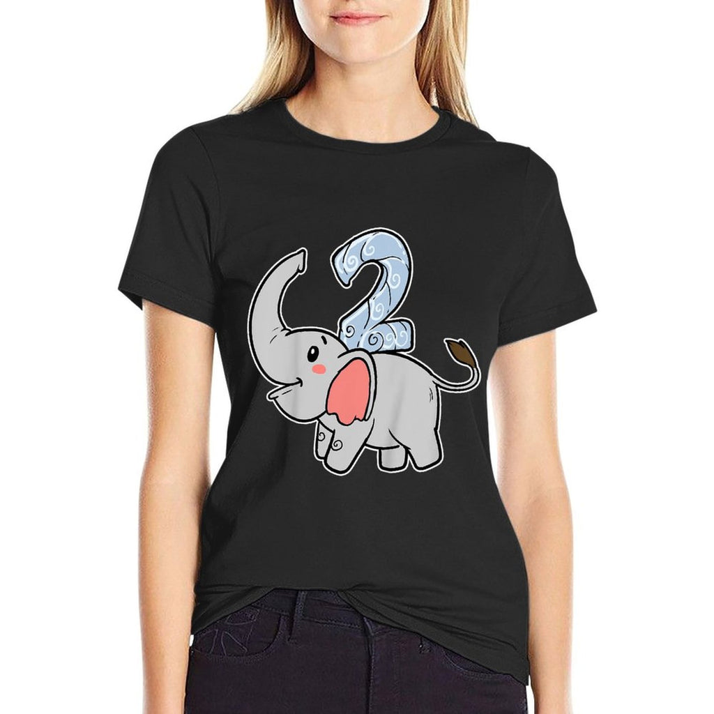 Kids Happy Birthday Party 2 Two Years Elephant Second Year Birth  Lightweight T-Shirt