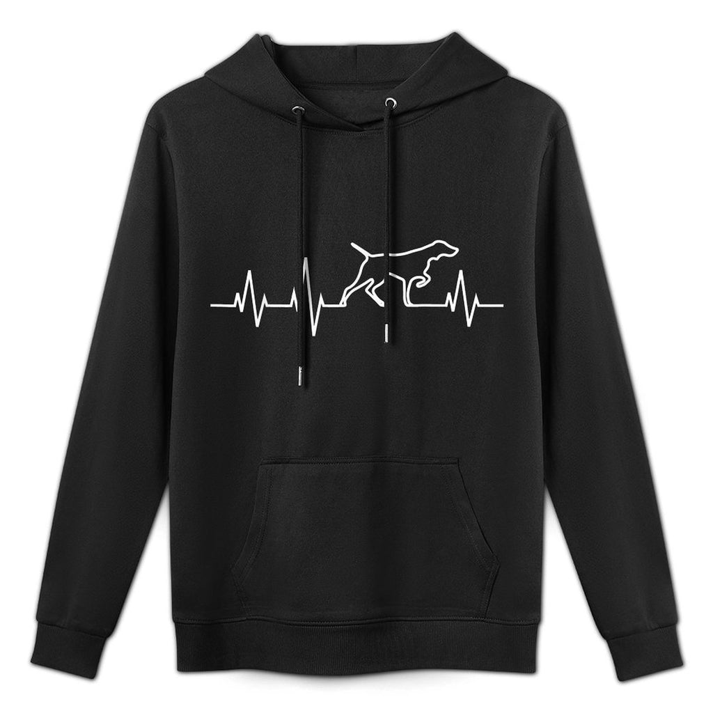 German Shorthaired Pointer Dog Heartbeat GSP Breed Lover Kangaroo Pocket Hoodie