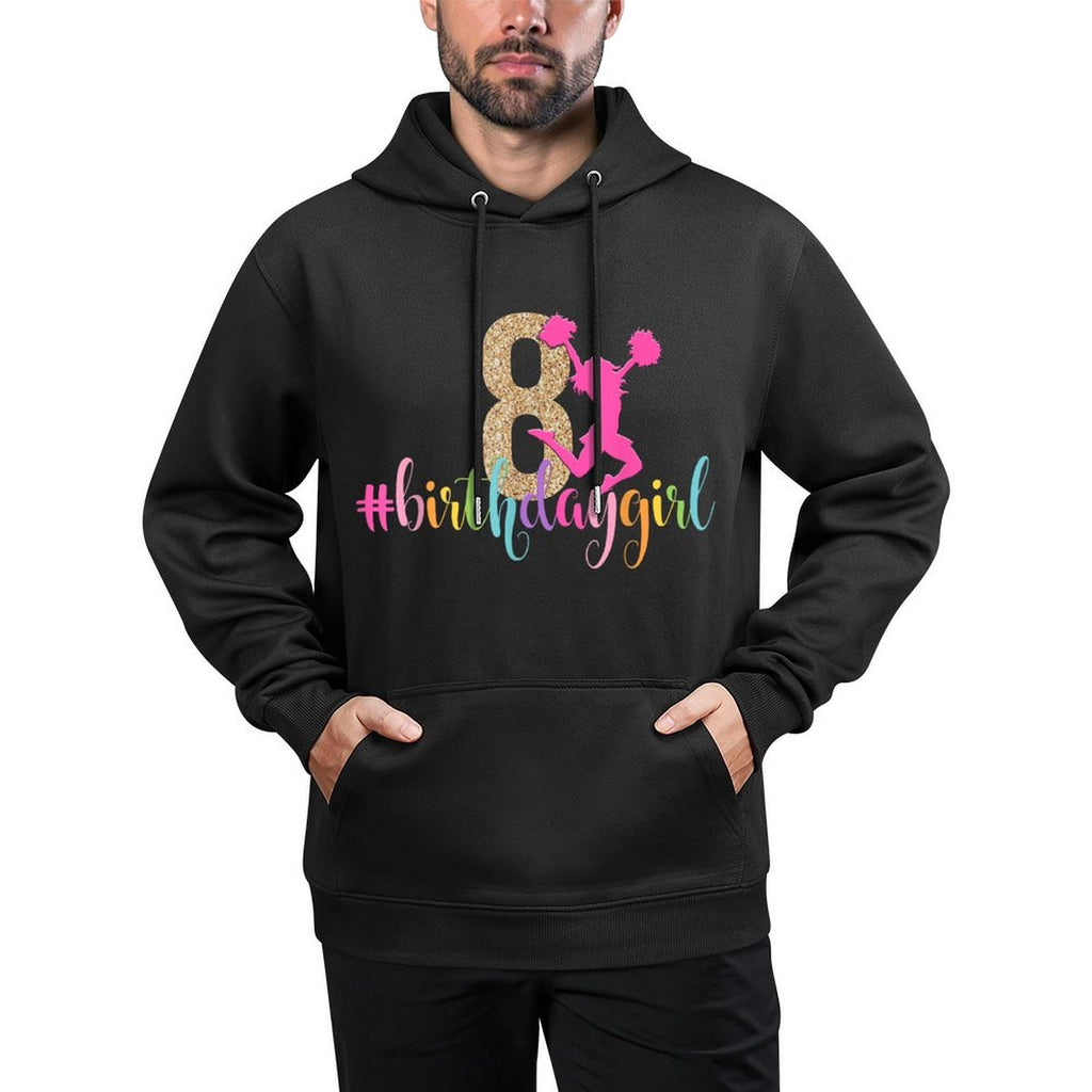 8th Birthday Girl Cheerleader Rainbow Cheerleading Casual Wear Hoodie