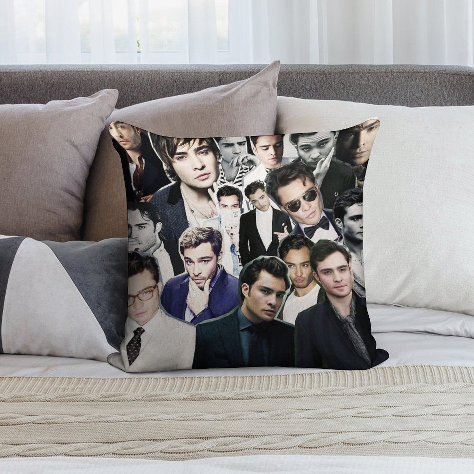 Ed Westwick Collage Soft Luxury Feel Throw Pillow