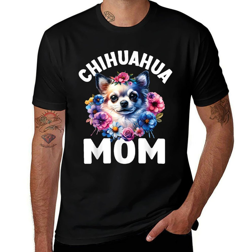 Watercolor Floral Chihuahua Mama Dog Lovers Mothers Day  Slim-fit Cut T-Shirt