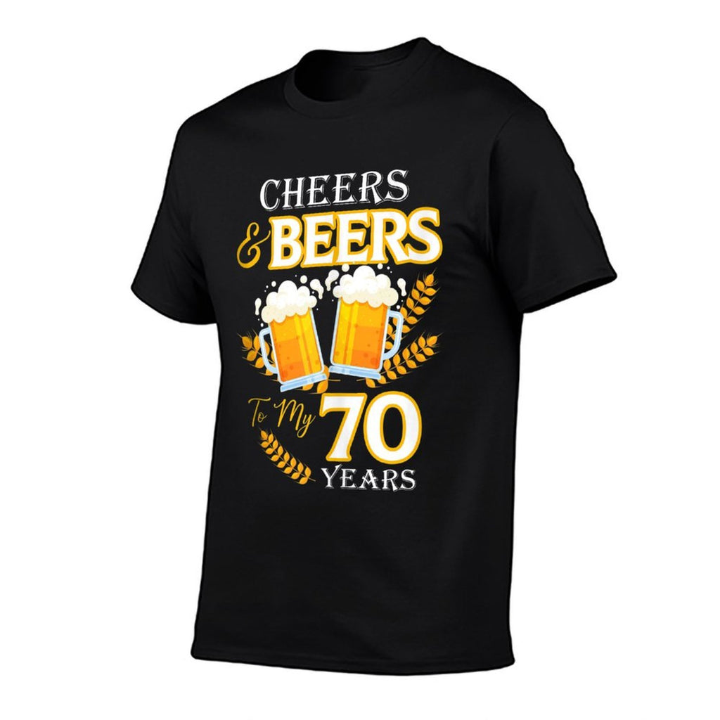 Cheers And Beers To My 70 Years 70th Birthday  Ribbed Collar T-Shirt