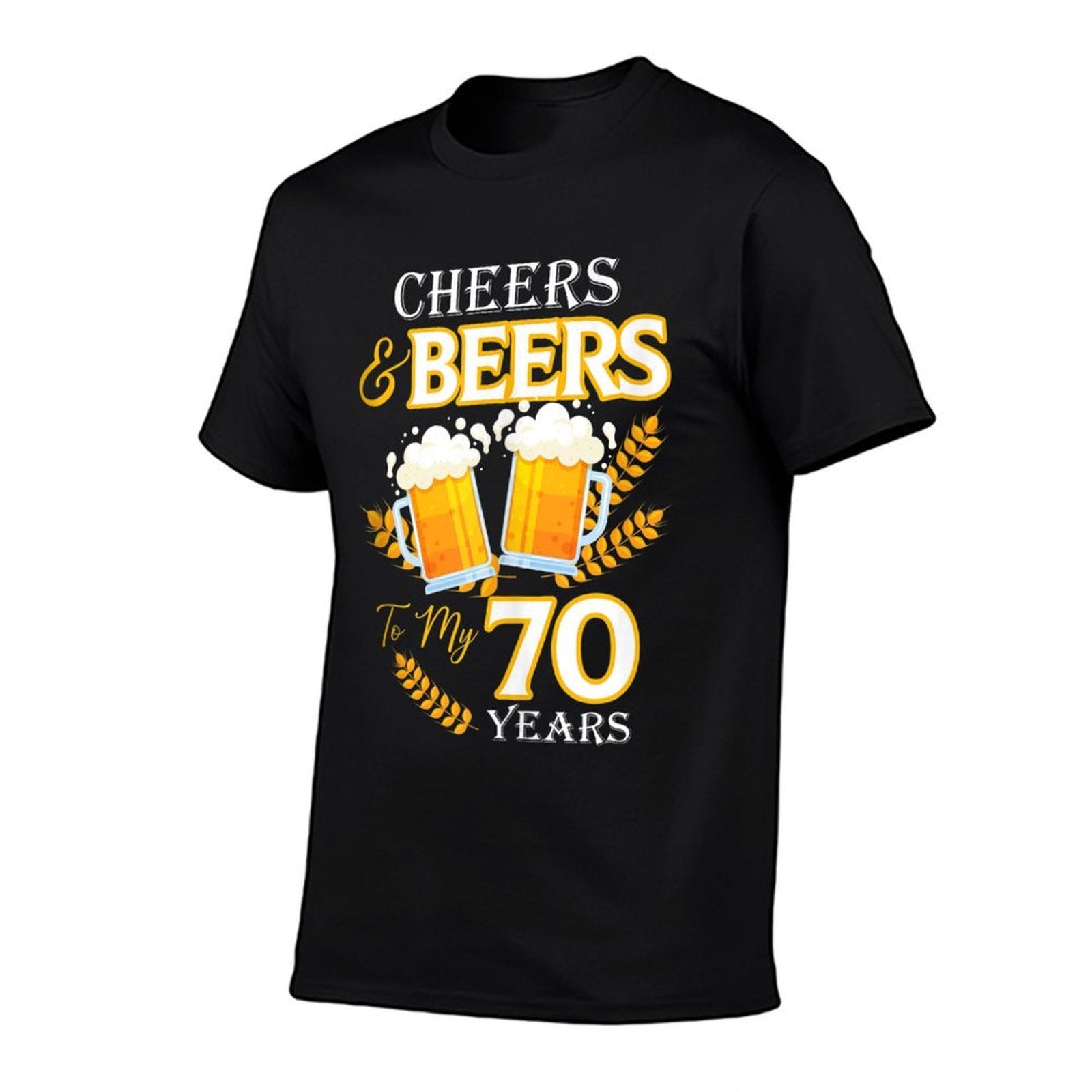 Cheers And Beers To My 70 Years 70th Birthday  Ribbed Collar T-Shirt