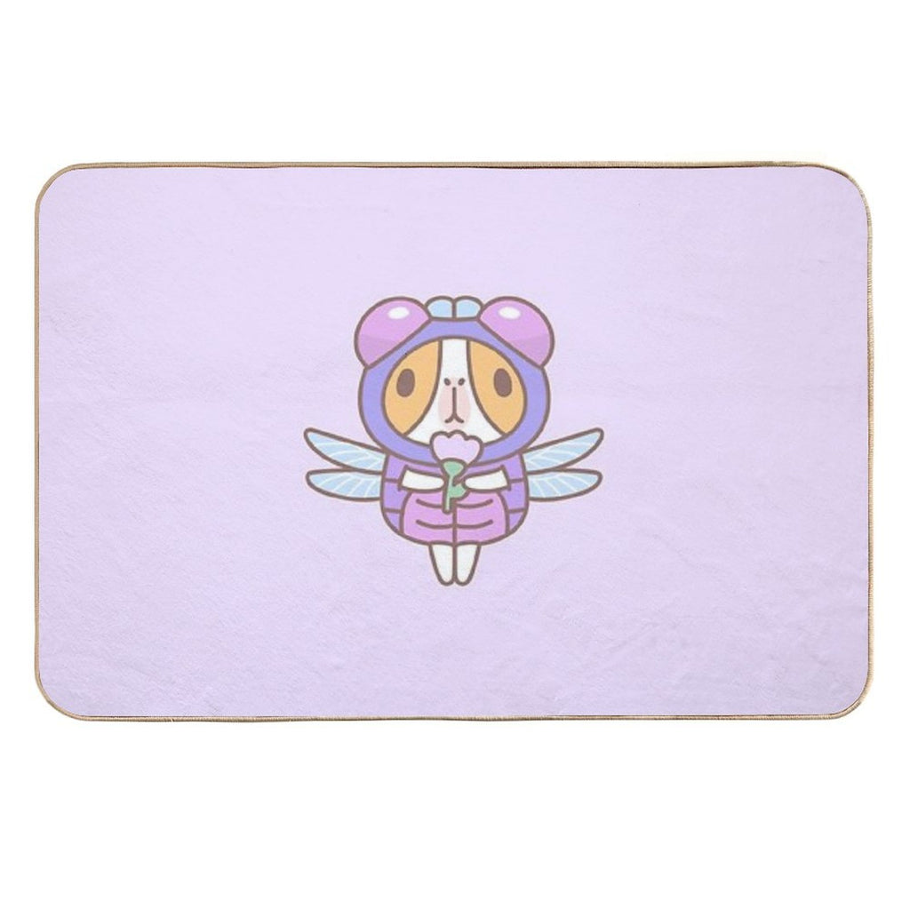 Guinea Pig in Dragonfly Costume  Easy To Clean Bath Mat