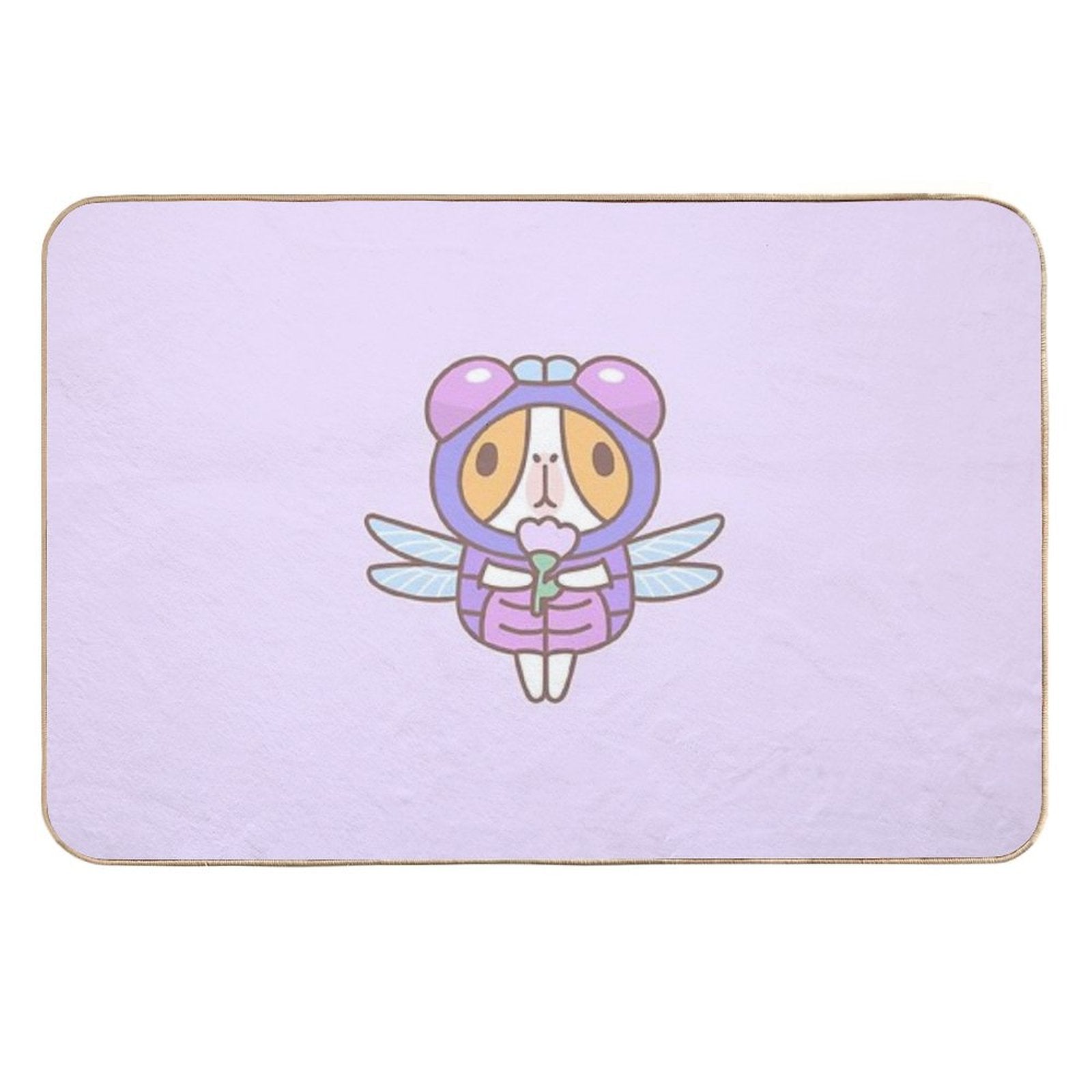 Guinea Pig in Dragonfly Costume  Easy To Clean Bath Mat