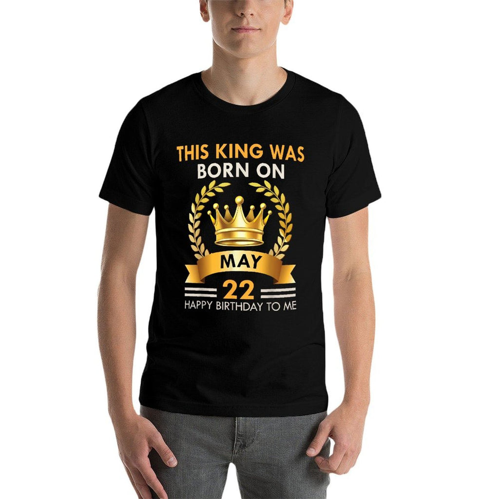 This KING Was Born On May 22 - Happy Birthday Boys Men  Heathered Texture T-Shirt