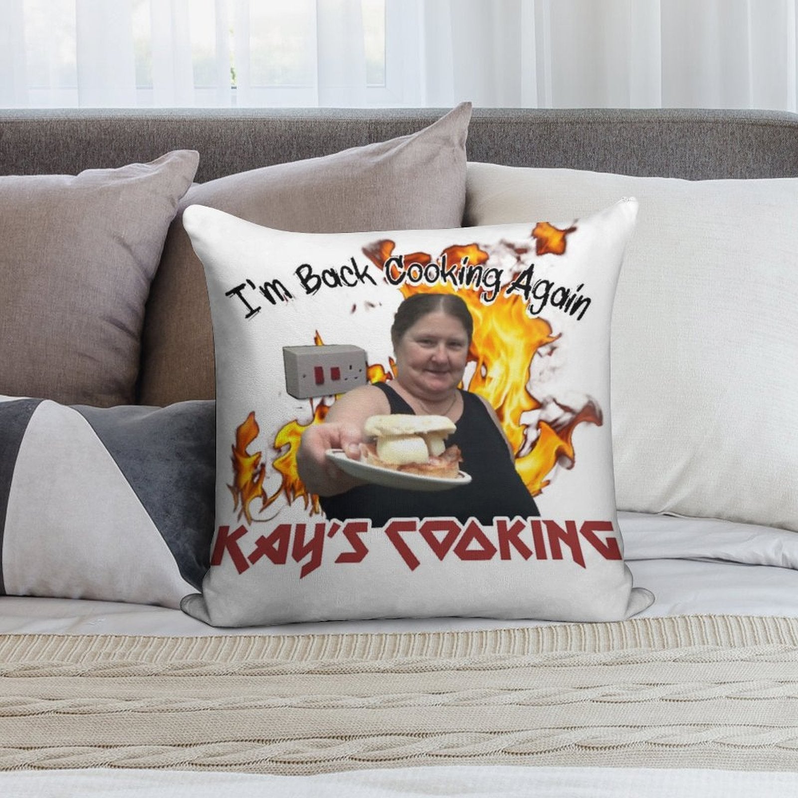 Kay's Cooking - I'm Back Cooking Again Soft Skin-Friendly Throw Pillow
