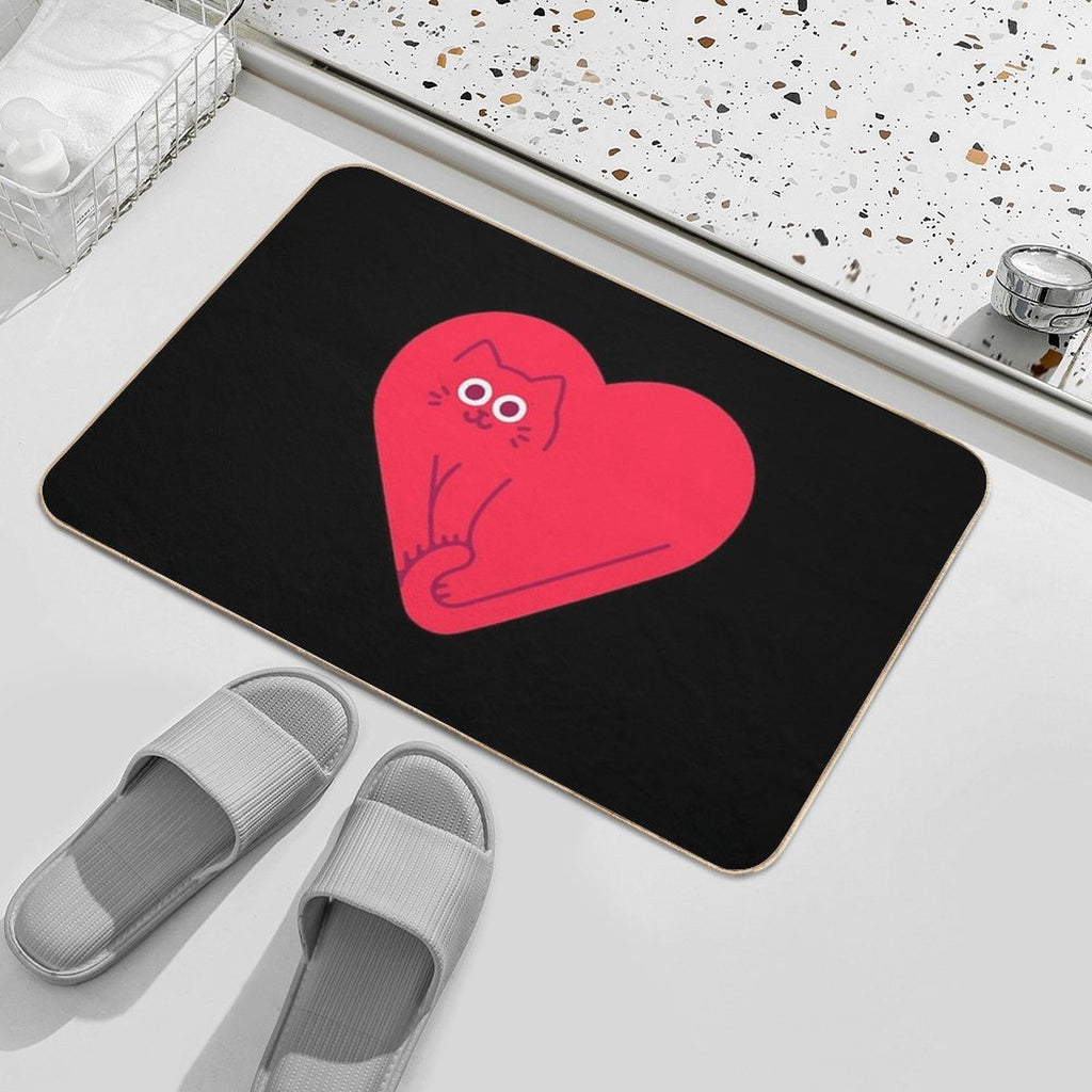 Cute Cat Heart  Toxin-Free Bath Mat