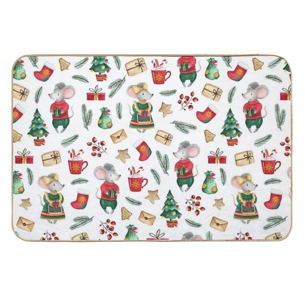 Cute Mice. Watercolor  High-Traffic Bath Mat