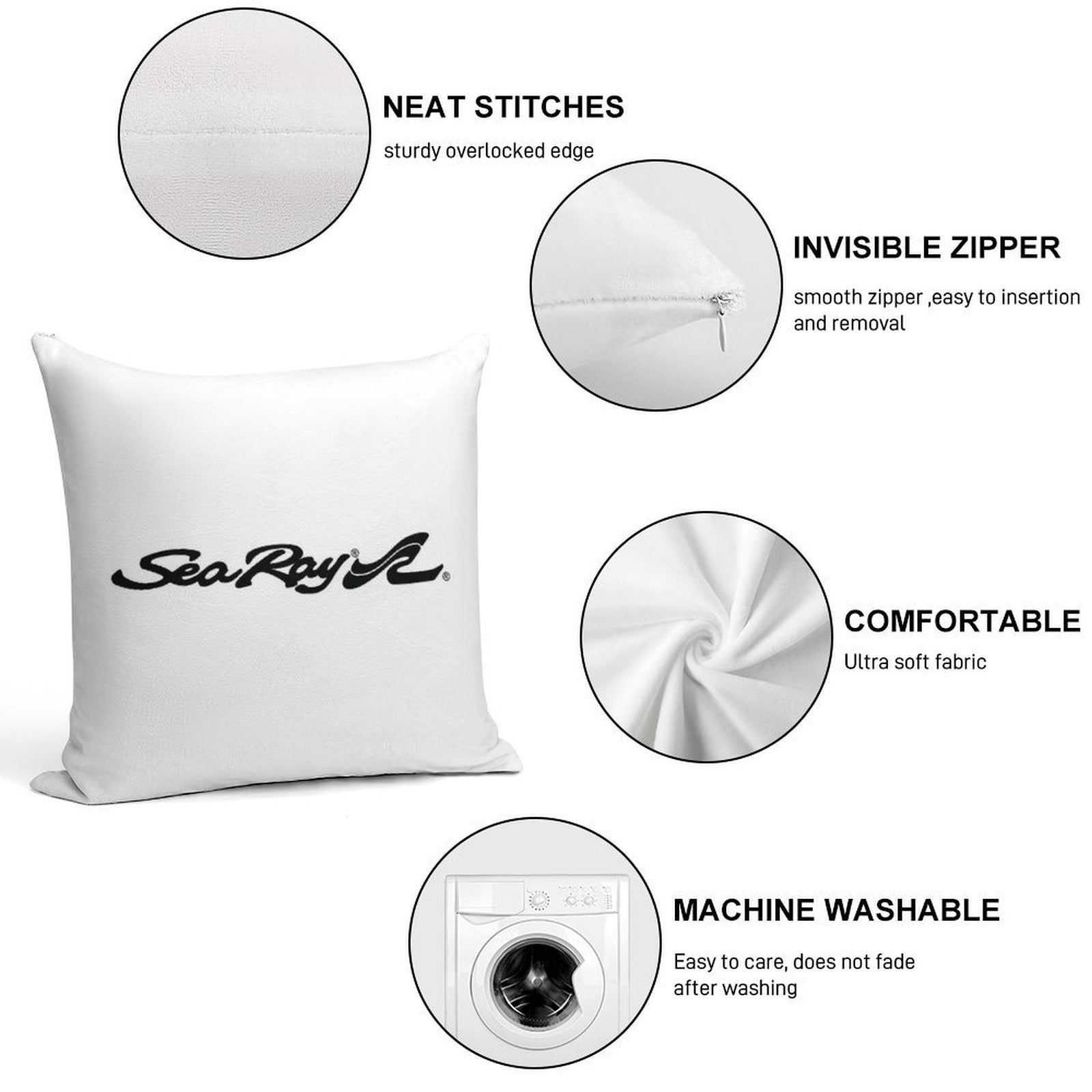 SeaRay Boats Logo Soft Decorative Cover Throw Pillow
