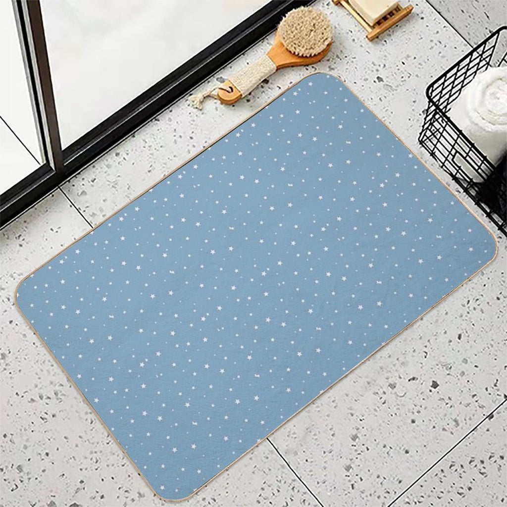 White Stars with Blue Background  Non-Slip Bath Mat
