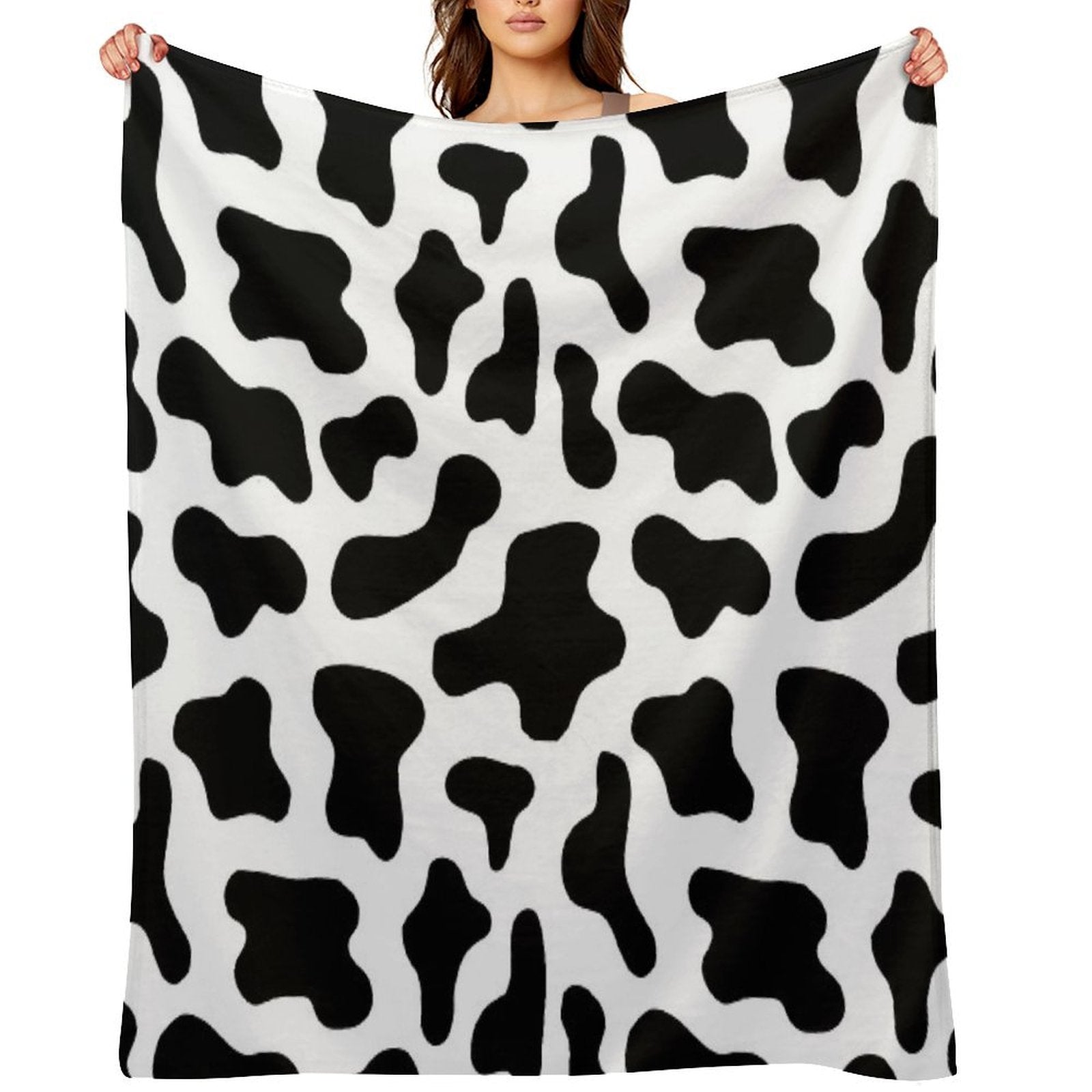 Black And White Cow Print Shrink-resistant Throw Blanket
