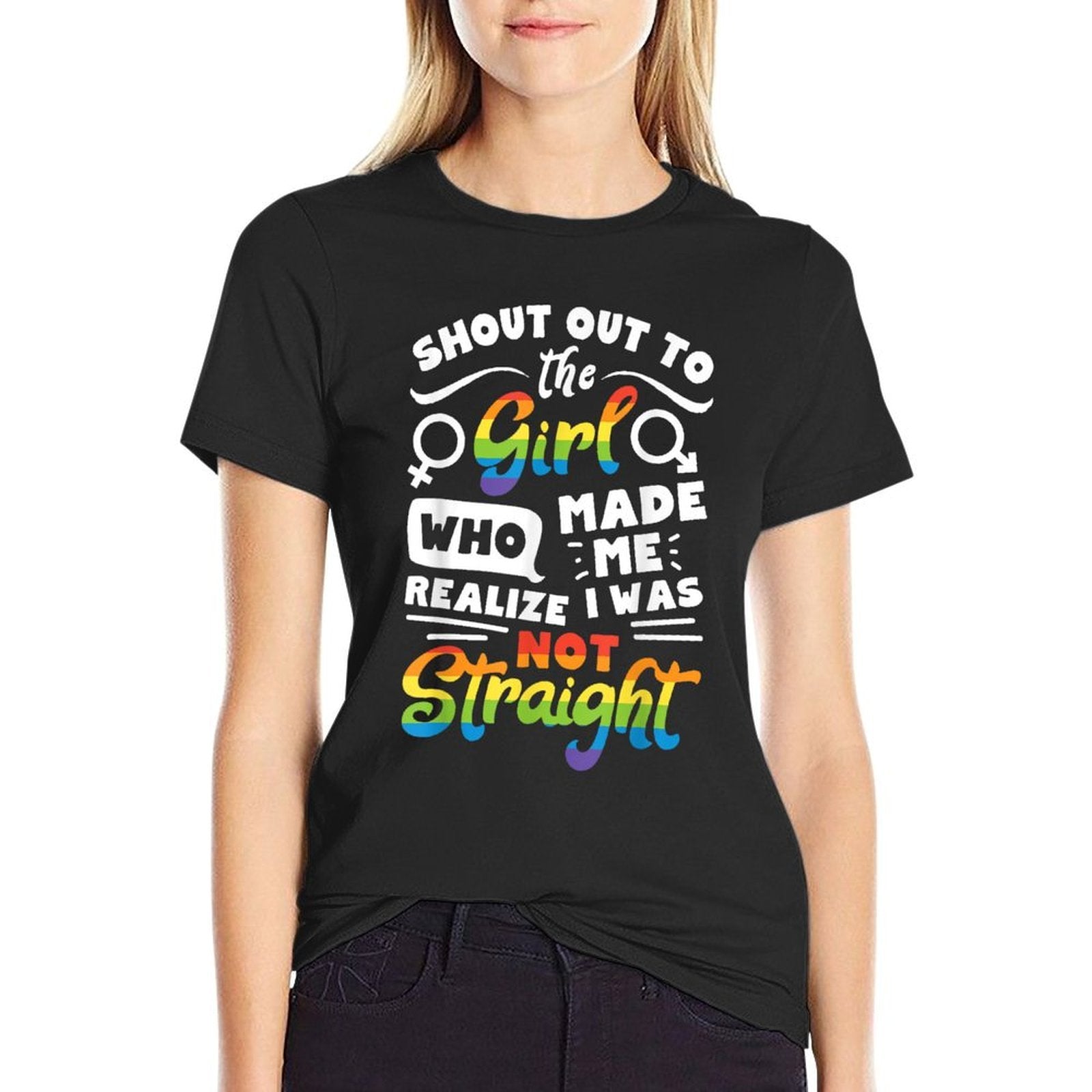 Shout Out To The Girl Lesbian Pride LGBT T Shirt Gay  Trendy Pattern T-Shirt