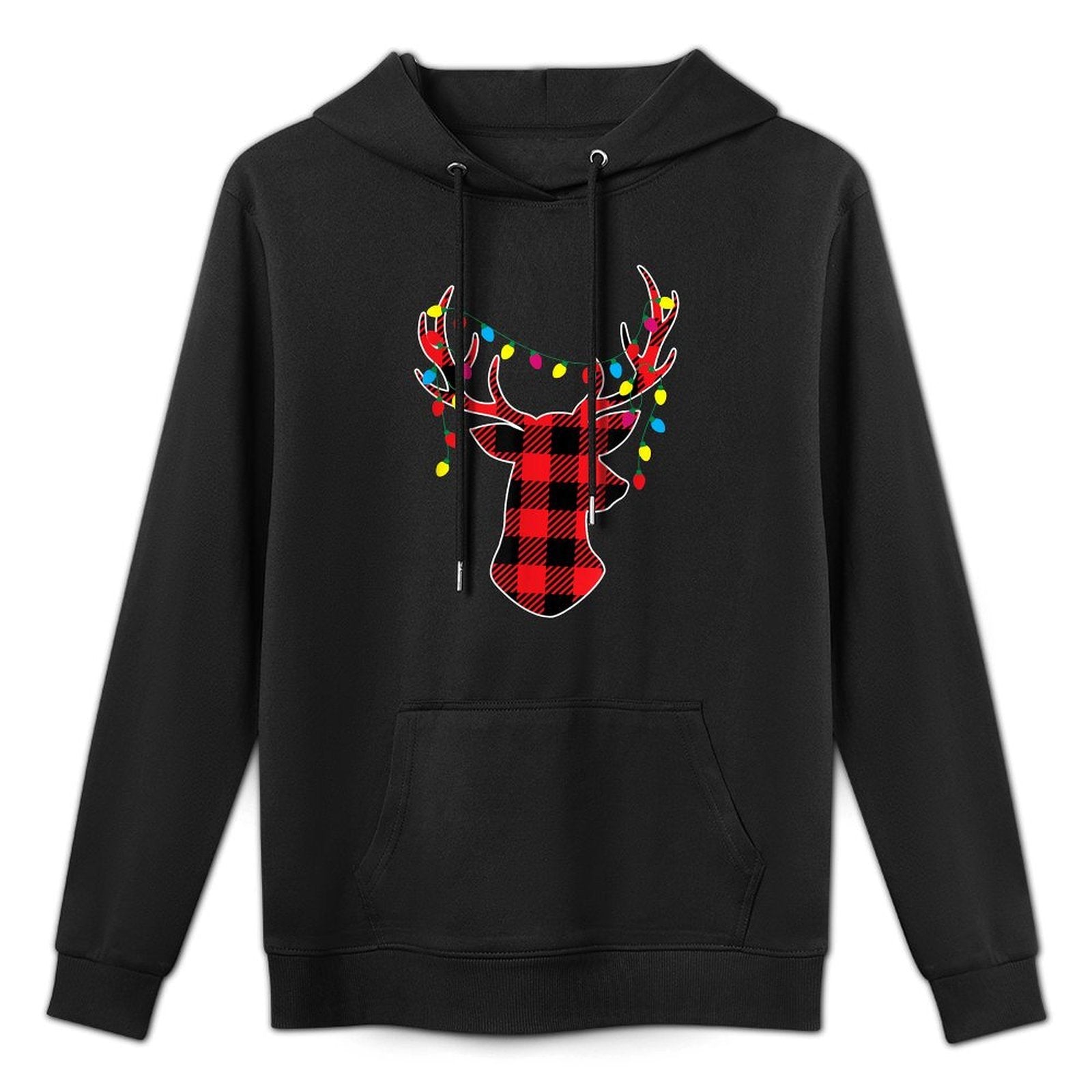 Red Black Christmas Gifts Buffalo Plaid Deer Women Men Kids Layering Staple Hoodie