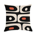 Mid Century Modern Piquet Abstract Pattern Black, Orange, And Almond Cream Soft Anti-Pilling Throw Pillow