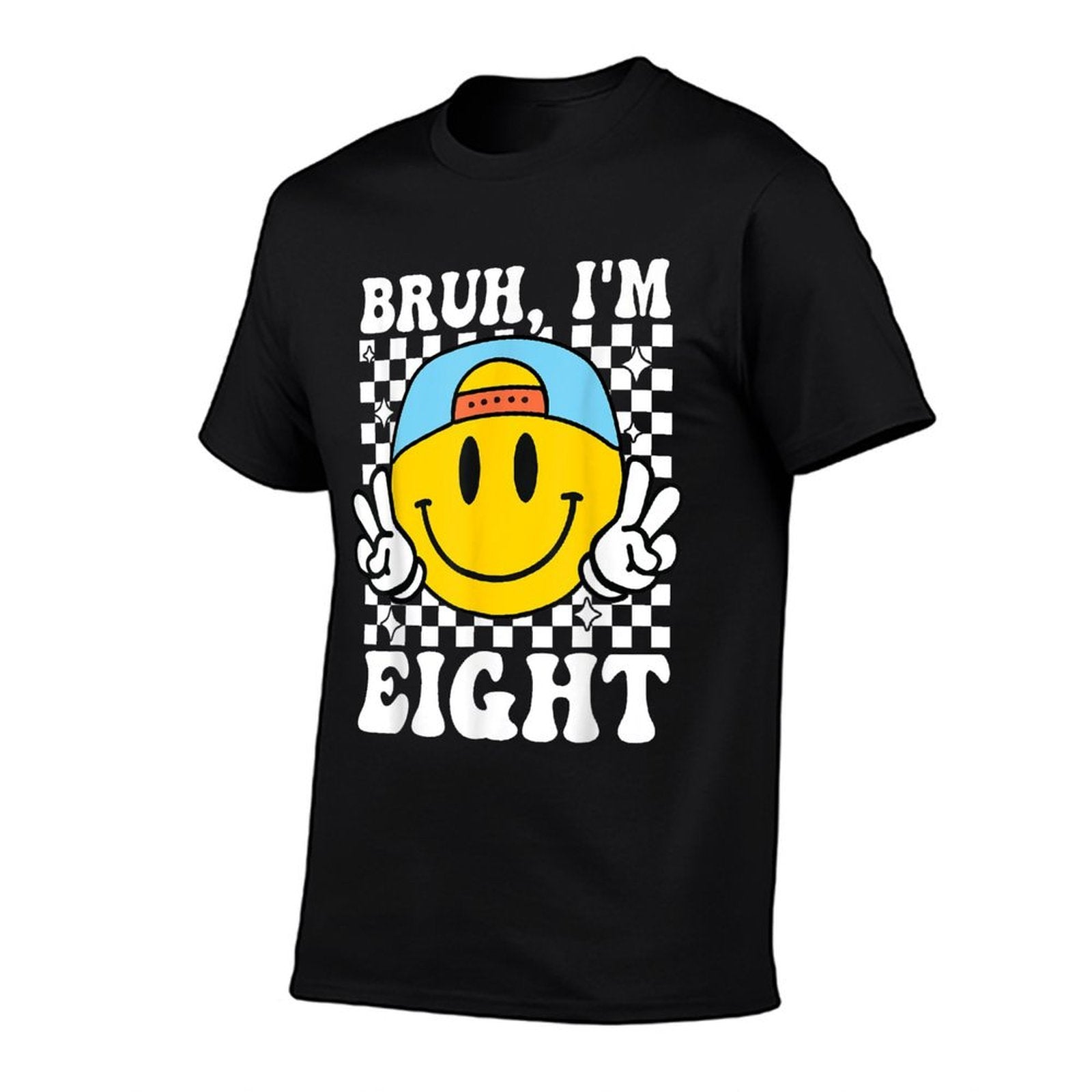 Bruh Im Eight 8 8th Birthday Groovy Boys Girls 8 Years Old  Cotton T-Shirt