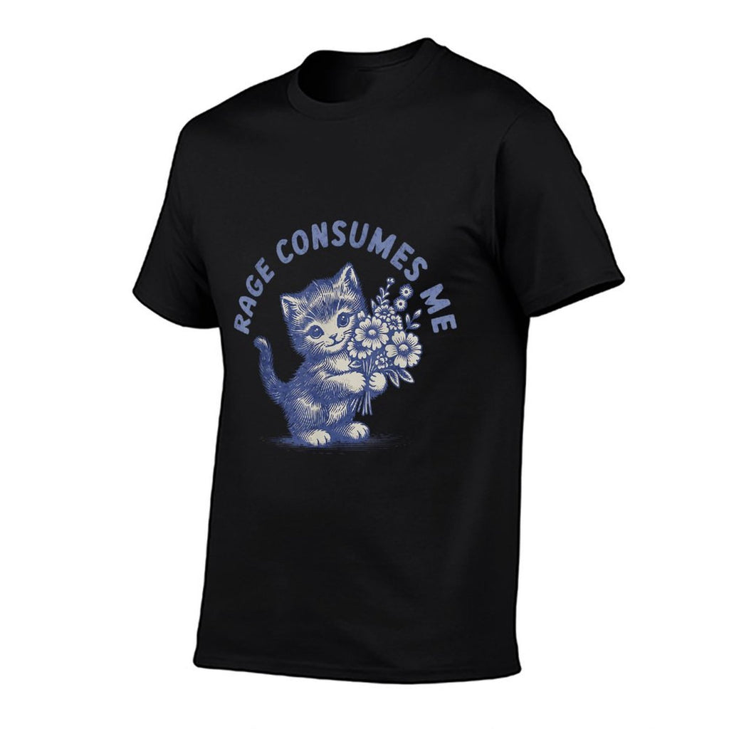 Rage Consumes Me Funny Meme Cat Mental Health Awareness  Fade-proof Color T-Shirt