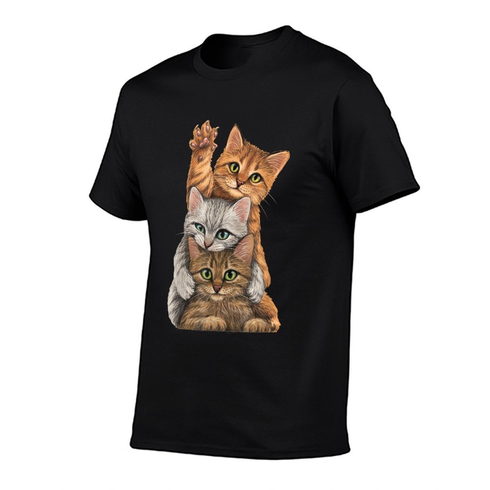 Cute Little Cats Playing Build Wall for Lovers Kitty Kittens  Wrinkle-resistant T-Shirt