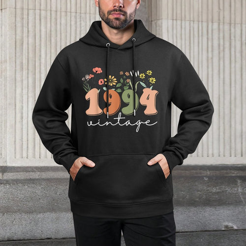 30 Years Old Vintage 1994 30th Birthday Wildflower Women Versatile Streetwear Hoodie