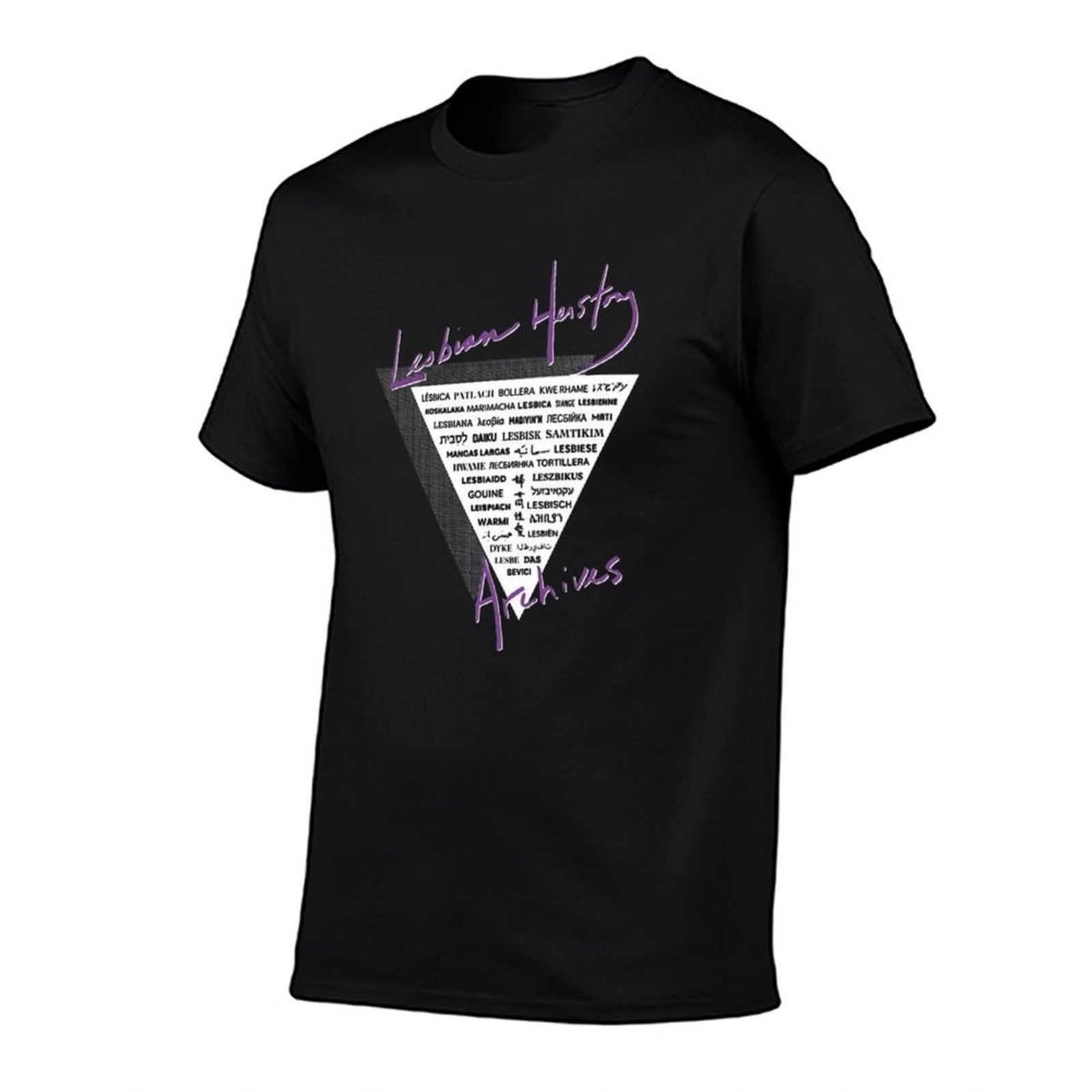 LHA Triangle The Word Lesbian in 40 Languages!  Heathered Texture T-Shirt