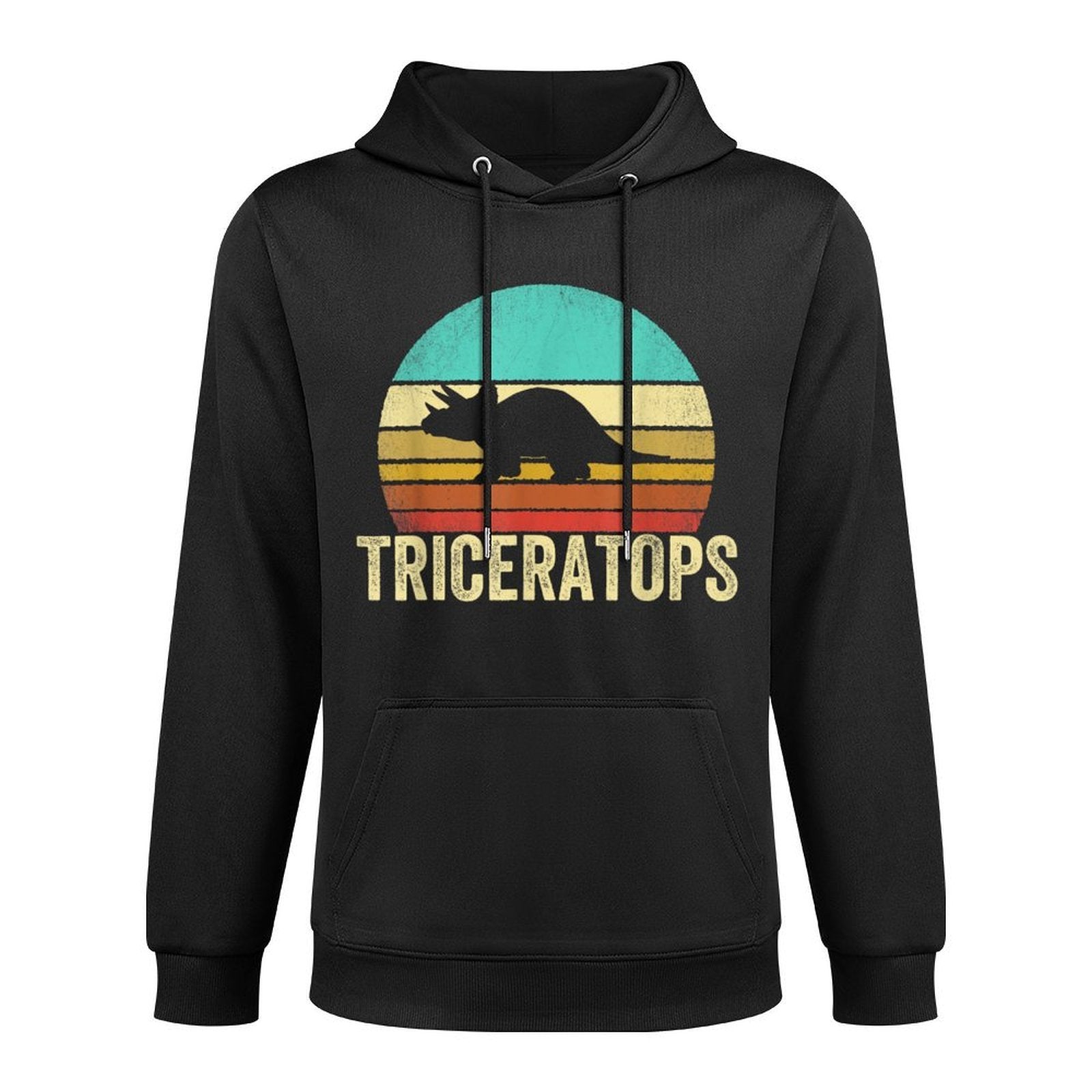 Vintage Triceratops Sunset Dinosaur Adjustable Hood Hoodie