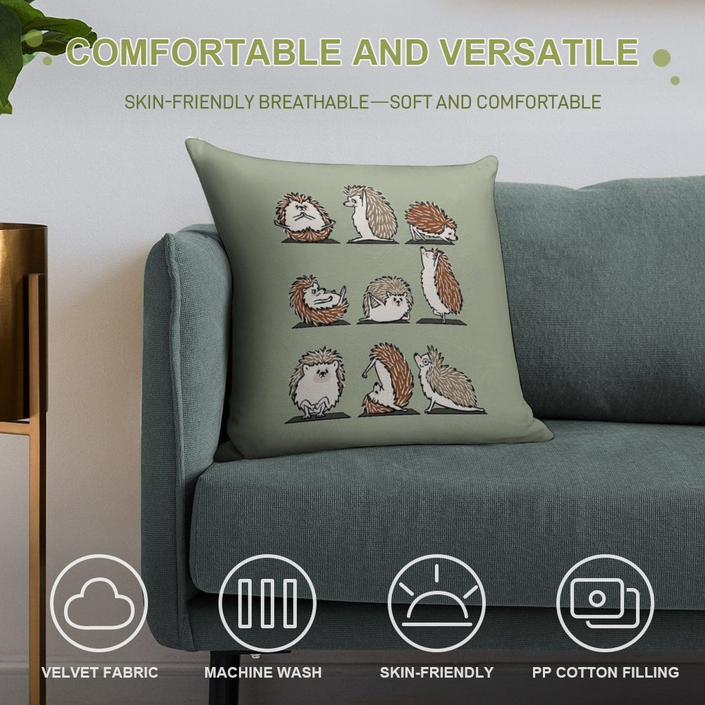 Hedgehog Yoga Soft Multiple Sizes Throw Pillow