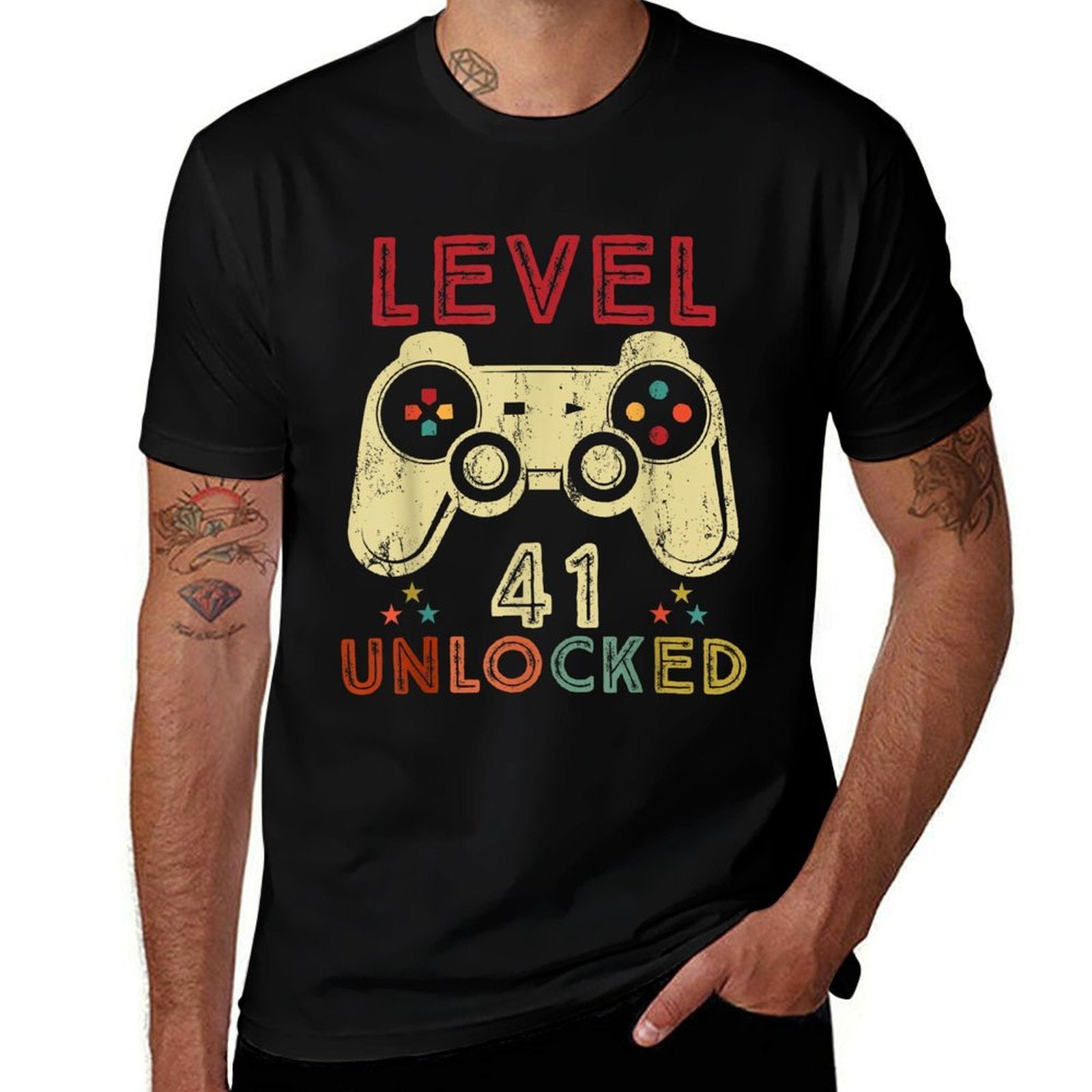 Level 41 Unlocked Birthday 41 Years Old Cool 41st Bday Gifts  Easy-care T-Shirt