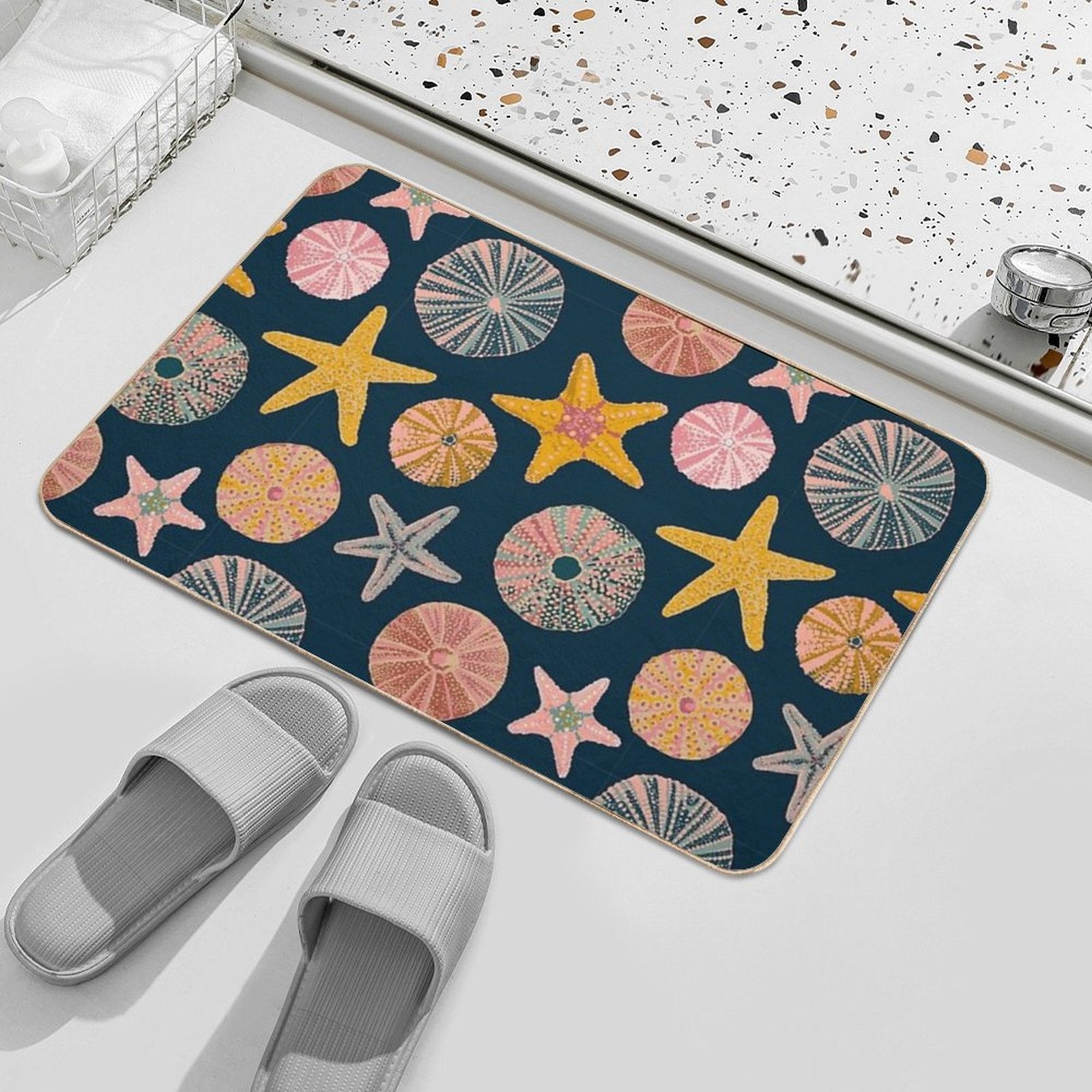 Urchins Beach Print  Odorless Bath Mat