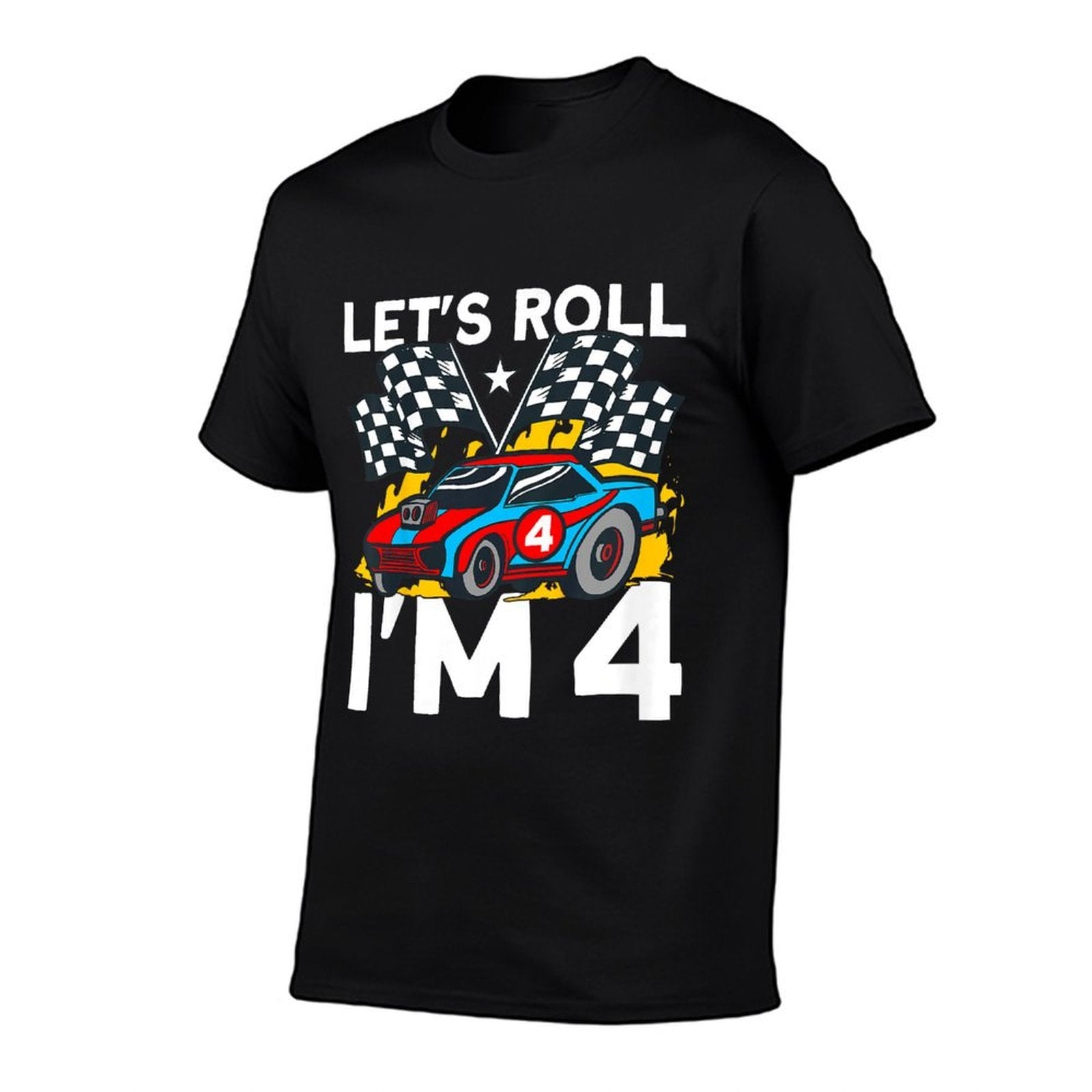 Kids I'm 4 Bday Race Car Party Cute 4th Birthday Boys Race Car  Polyester Blend T-Shirt