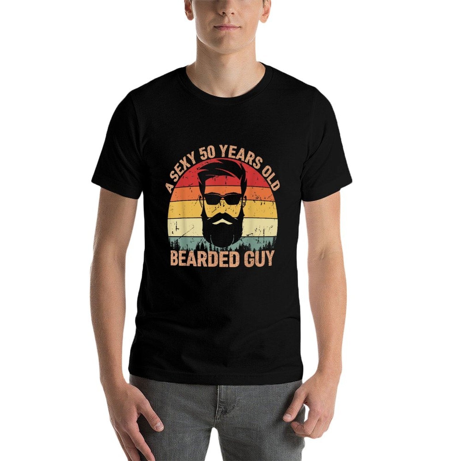 A Sexy 50 Years Old Bearded Guy Bearded Men 50th Birthday  Stretchy T-Shirt