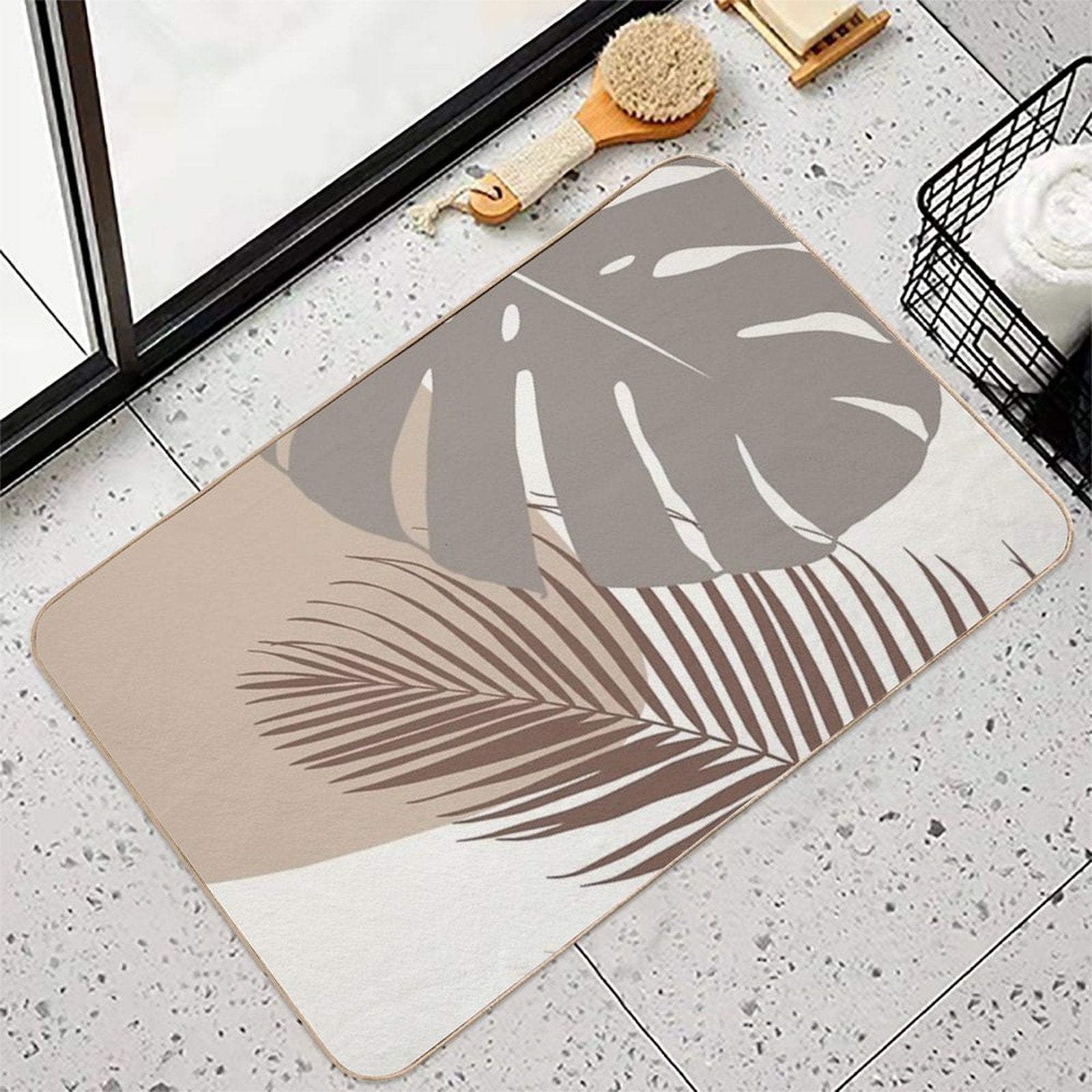 Minimal Monstera Palm Finesse #11 #tropical #decor #art  Rapid-Drying Bath Mat