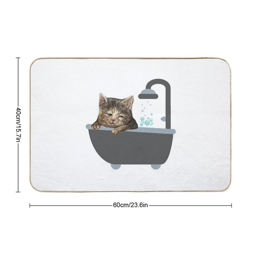 Bath Cat A Funny And Cute Lazy Cat Design  Slip-Resistant Bath Mat