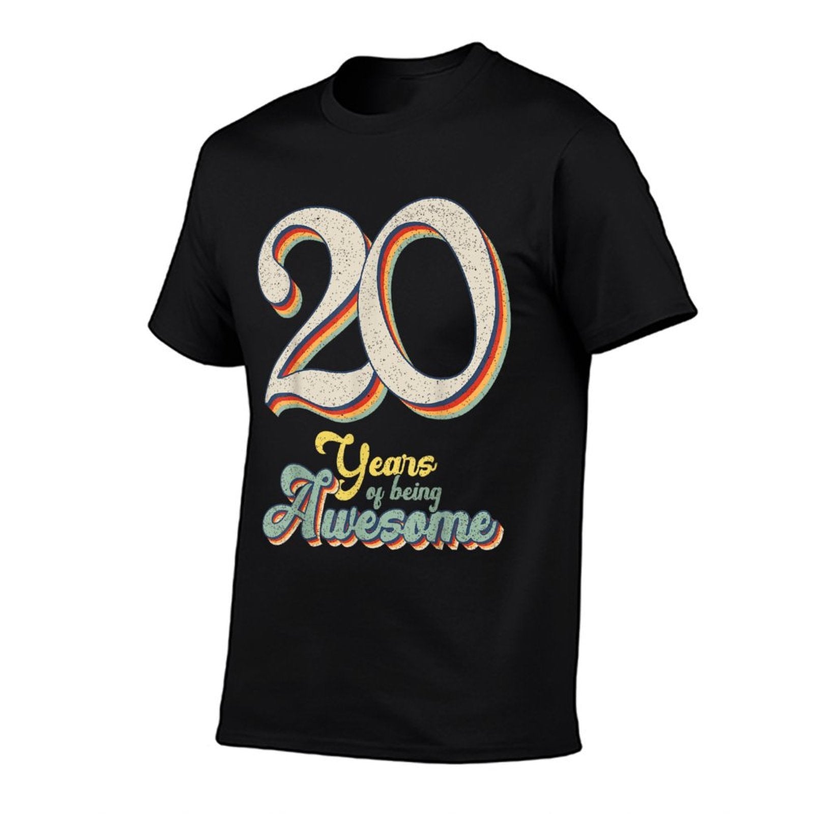 20 Years Of Being Awesome Retro Vintage 20th Birthday  Fade-proof Color T-Shirt