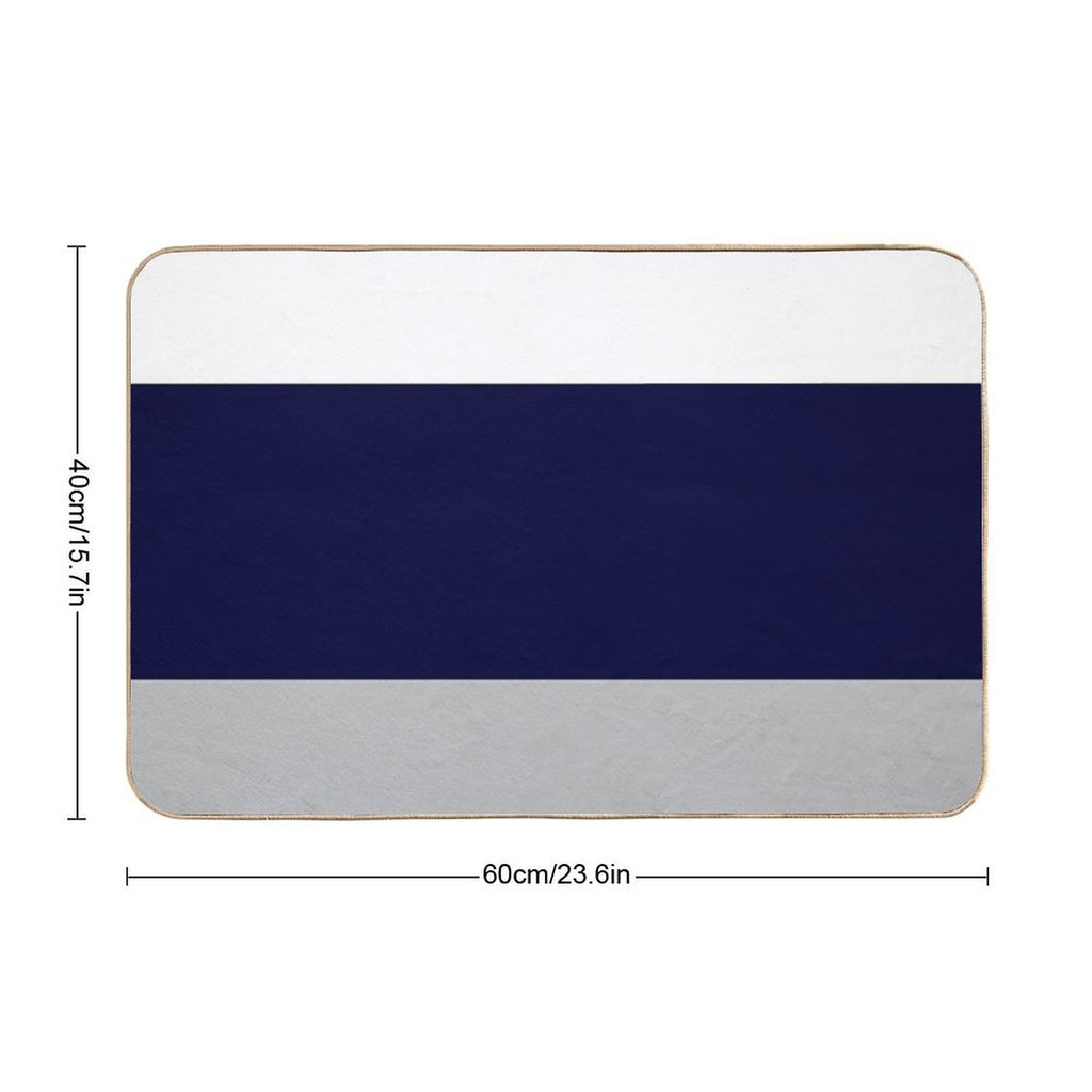 Three Color Stripes Silver Gray Navy Blue And White  Non-Slip Bath Mat