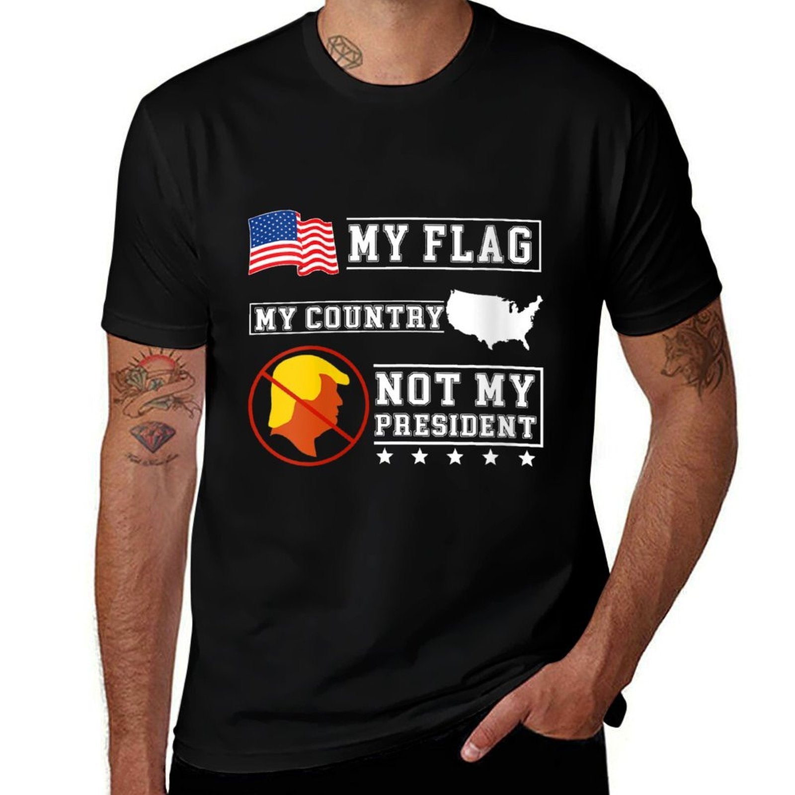Womens My My Country Not My President USA Map American  Stretchy T-Shirt