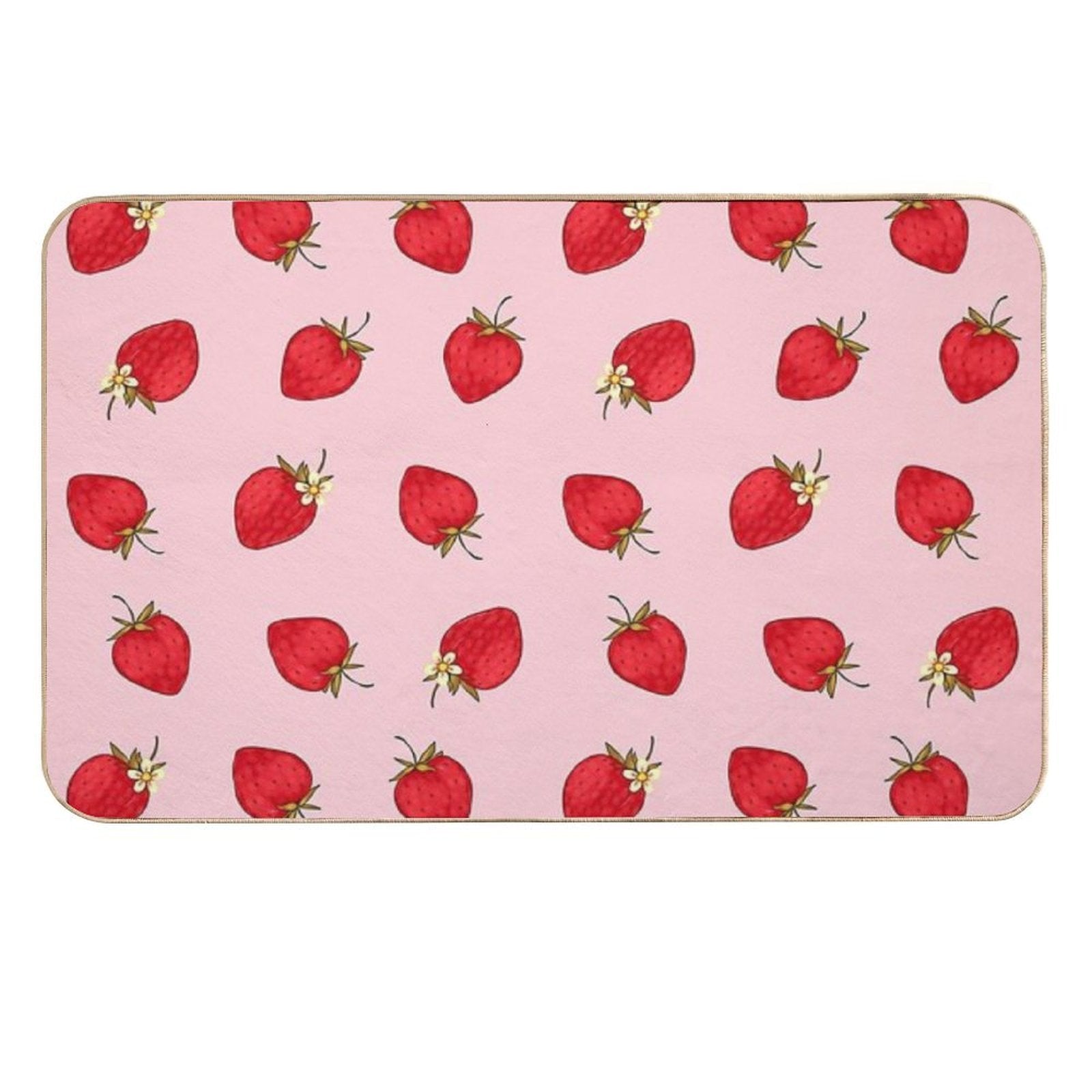Cute Strawberries Pattern Red Pink Pastel Aesthetic  Long-Lasting Bath Mat