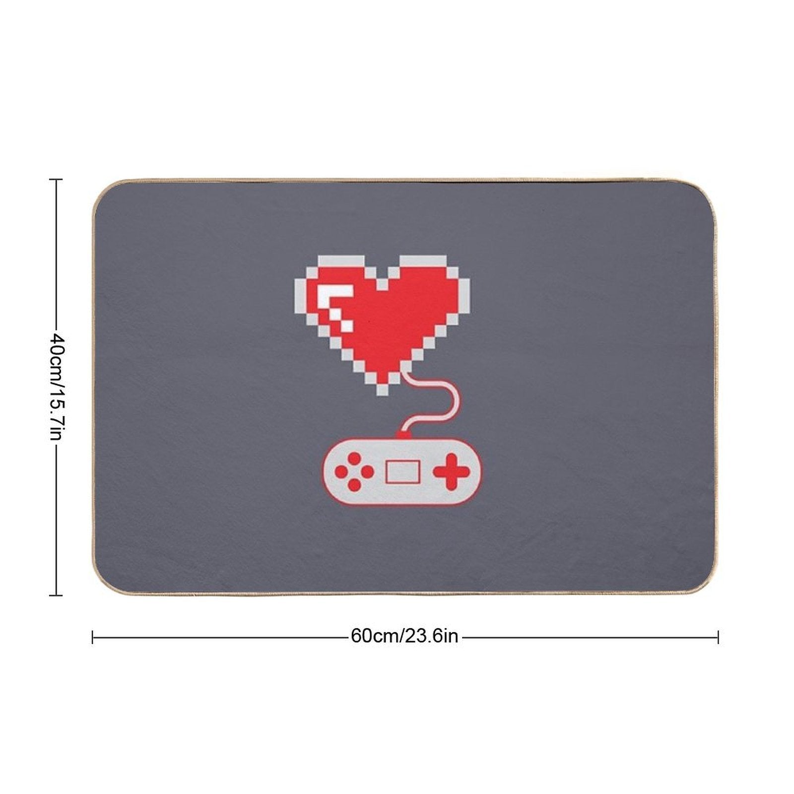 8 Bit Gamer Heart  Long-Lasting Bath Mat