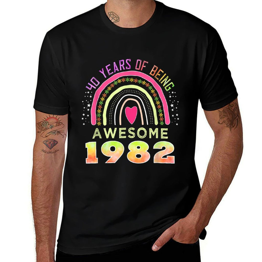 40 Years of Being Awesome Since 1982 - 40th Birthday  Rolled Sleeves T-Shirt