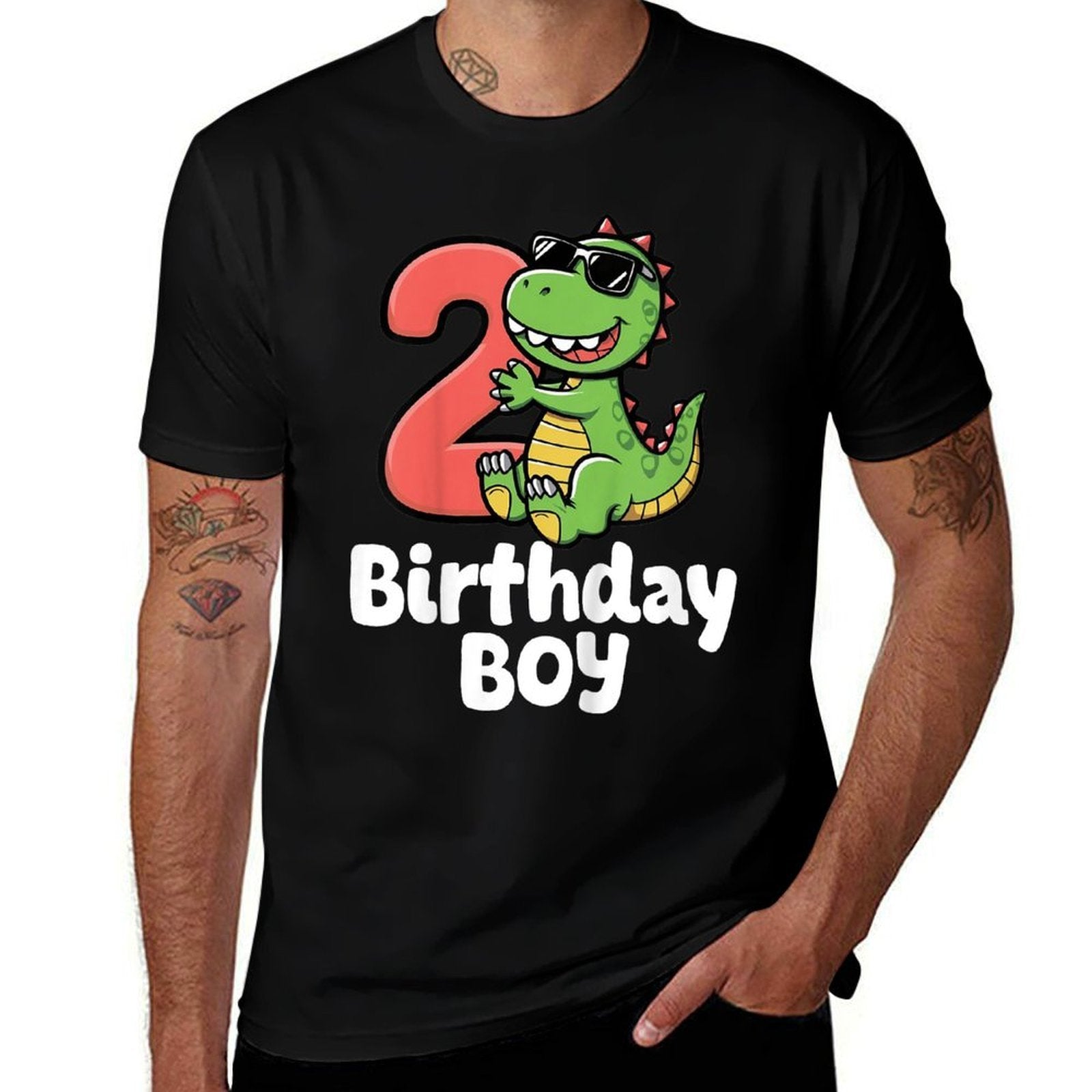 Kids Birthday Boy T-Rex 2 Years Old 2nd Birthday Party Dinosaur  Soft T-Shirt