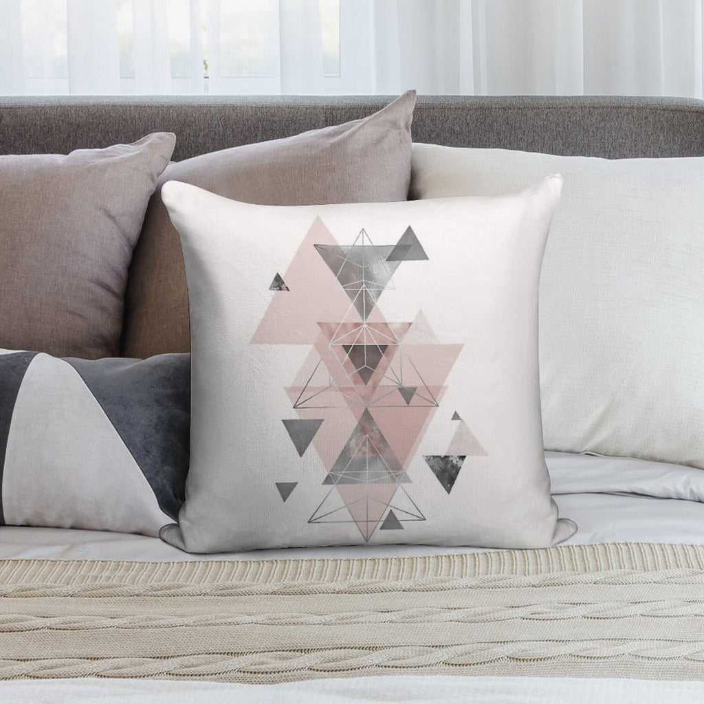 Abstract Geo in Blush Pink And Grey Soft Multiple Sizes Throw Pillow