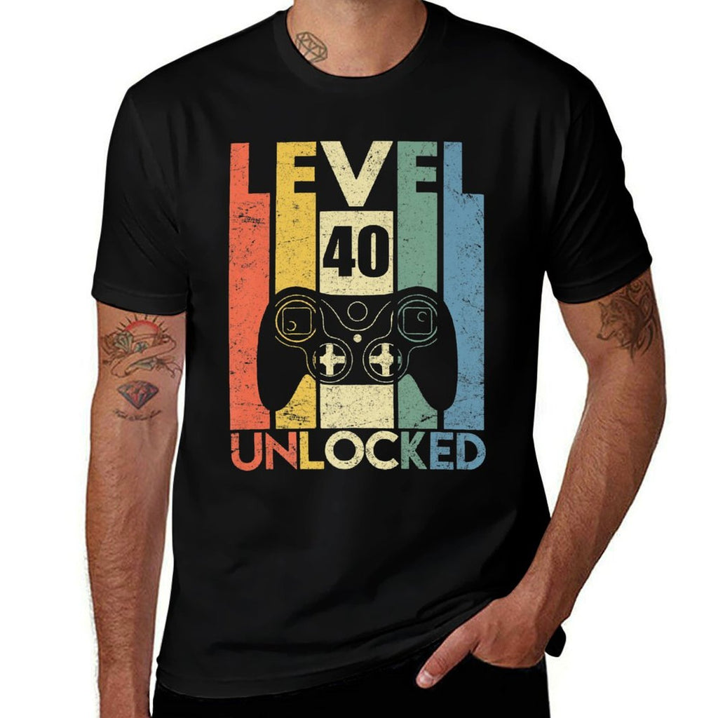 Level 40 Unlocked Video Gamer 40th Birthday Gifts Premium  Graphic-printed T-Shirt