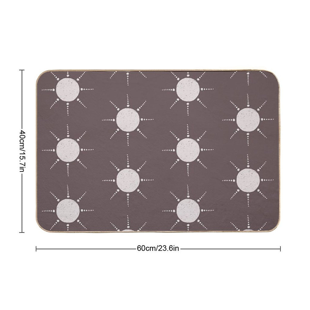Pretty Polka Dots Sun Pattern Boho Aesthetic In Muted Colors Walnut Brown  Multi-Purpose Bath Mat