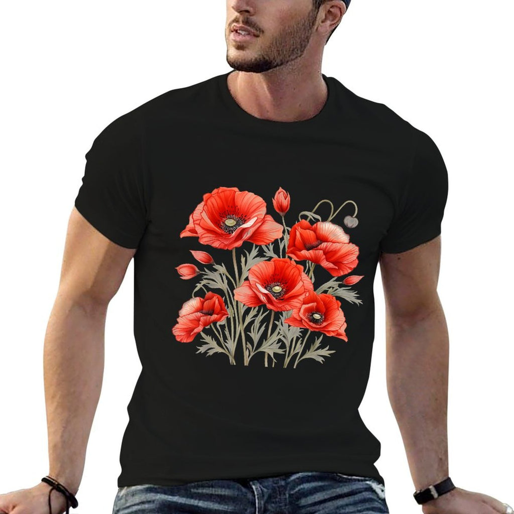 Poppy Botanical Vintage Poppies Floral  Eco-friendly Material T-Shirt