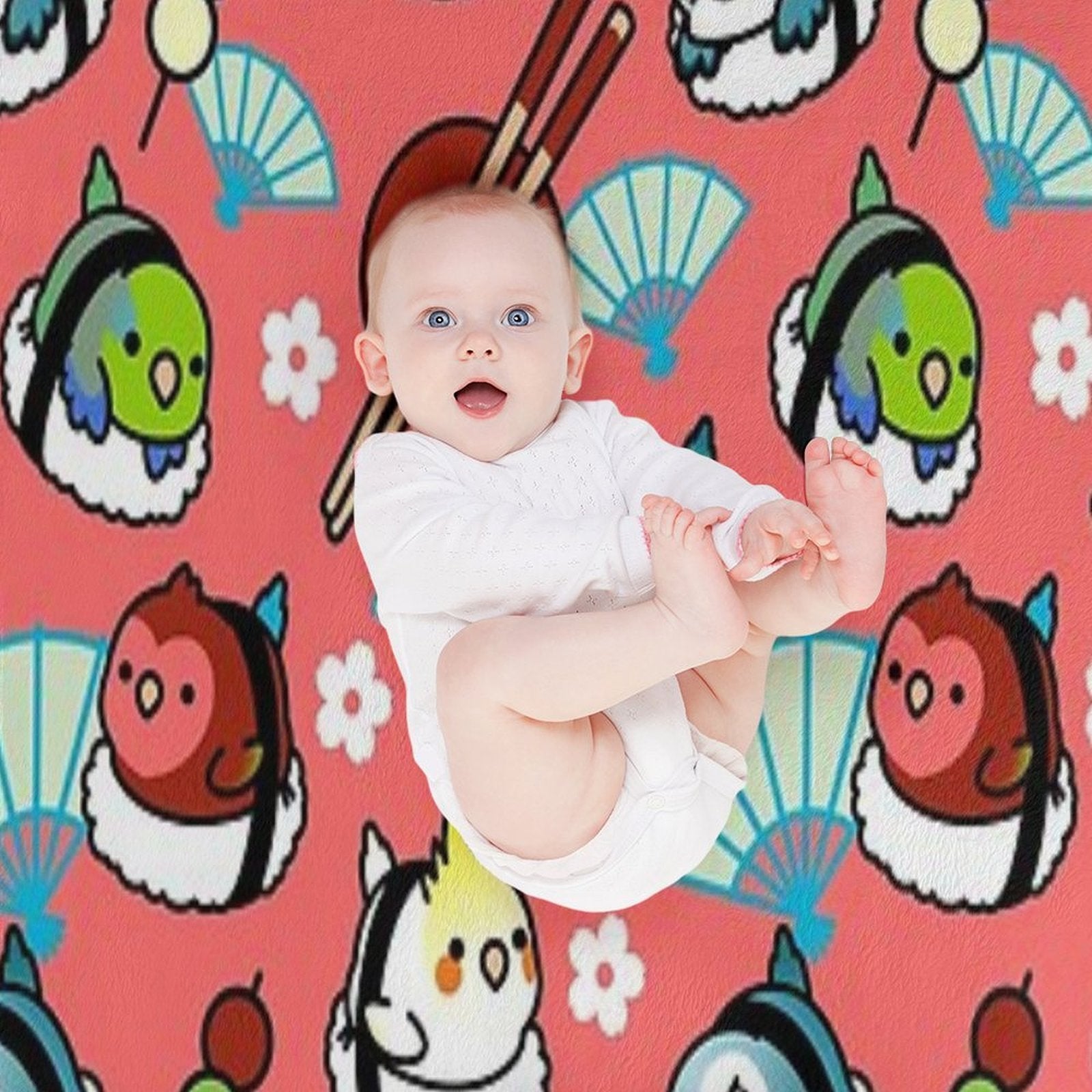 Sushi Time with Cody The Lovebird & Friends Plush Throw Blanket