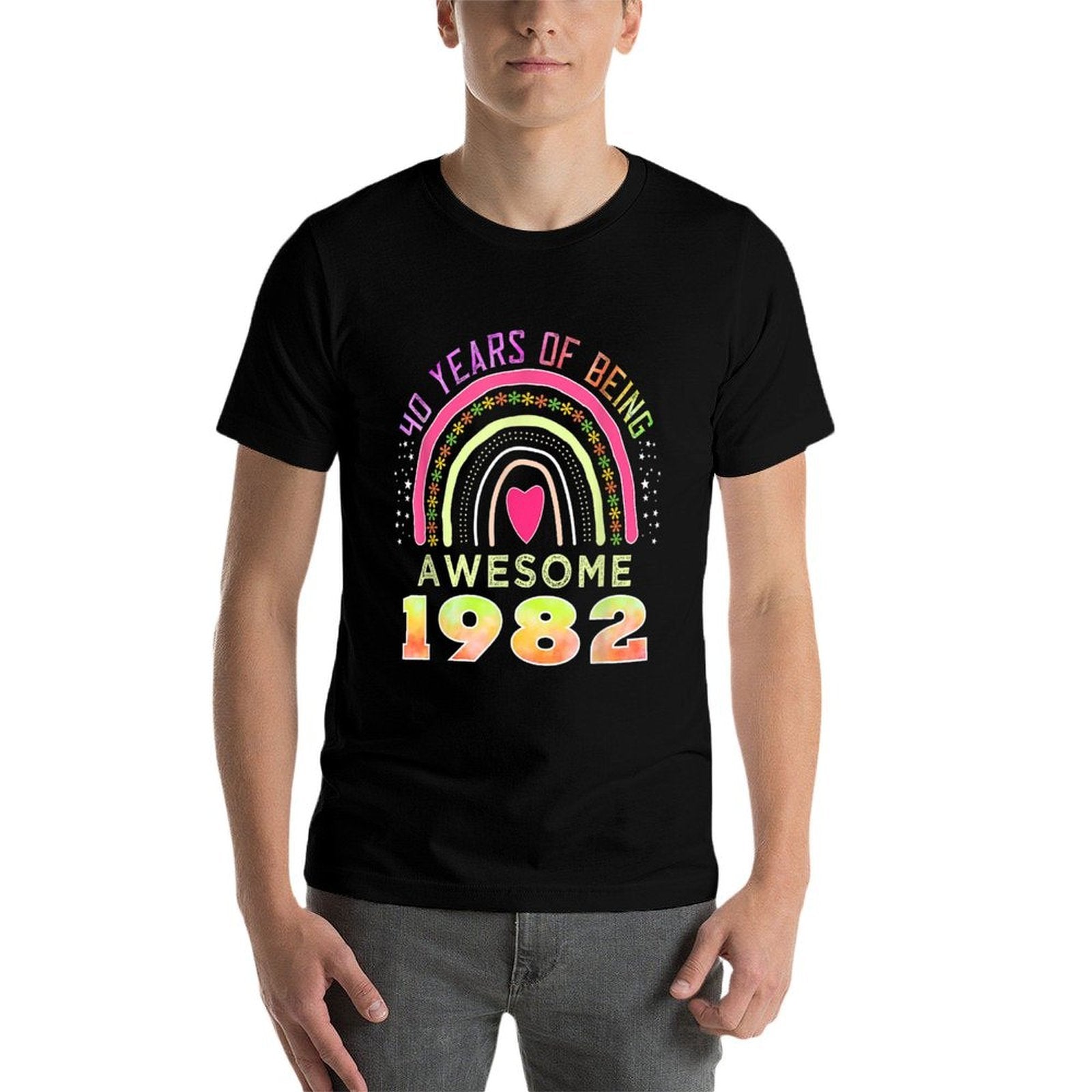 40 Years of Being Awesome Since 1982 - 40th Birthday  Rolled Sleeves T-Shirt