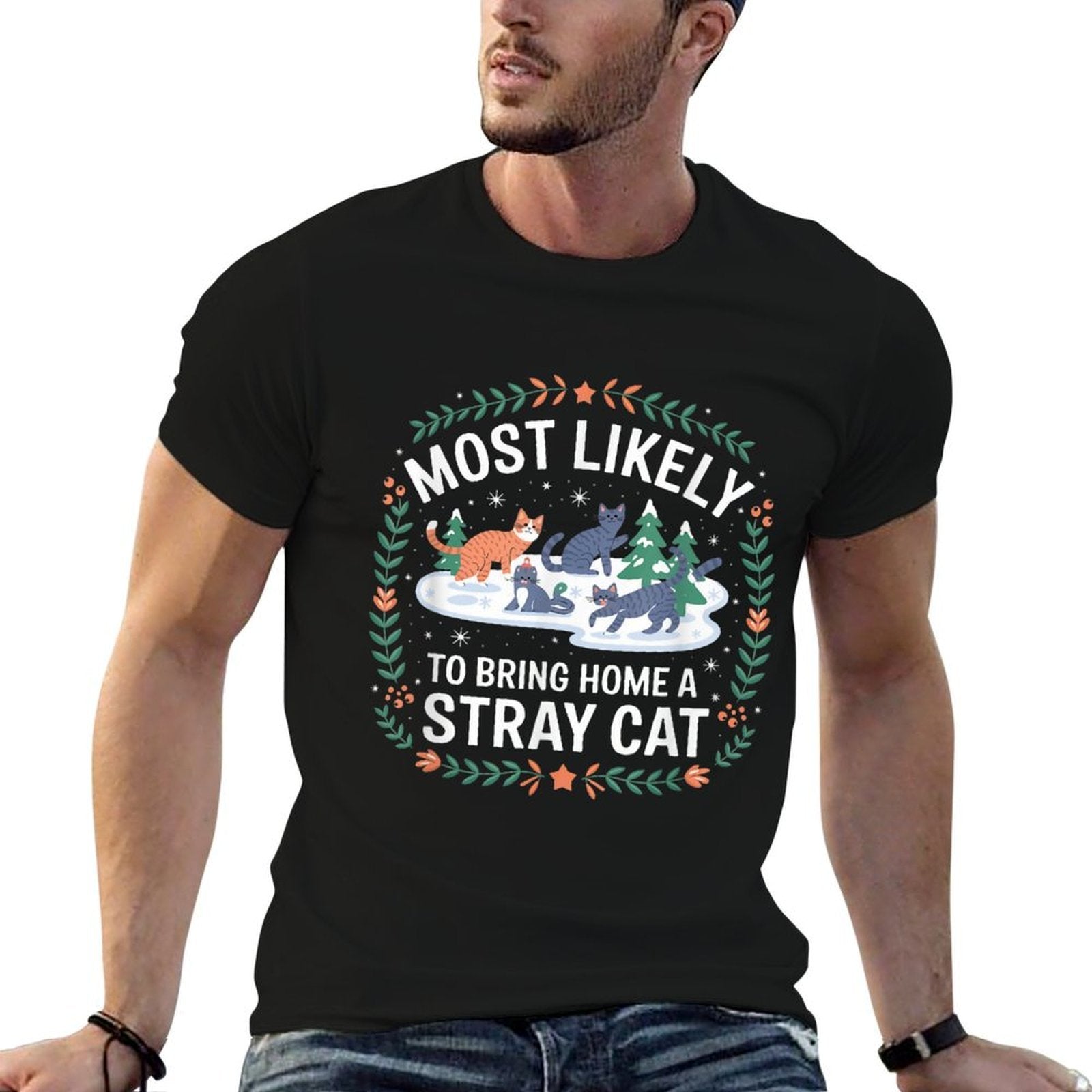 Most Likely To Bring Home Stray Cat  Rolled Sleeves T-Shirt