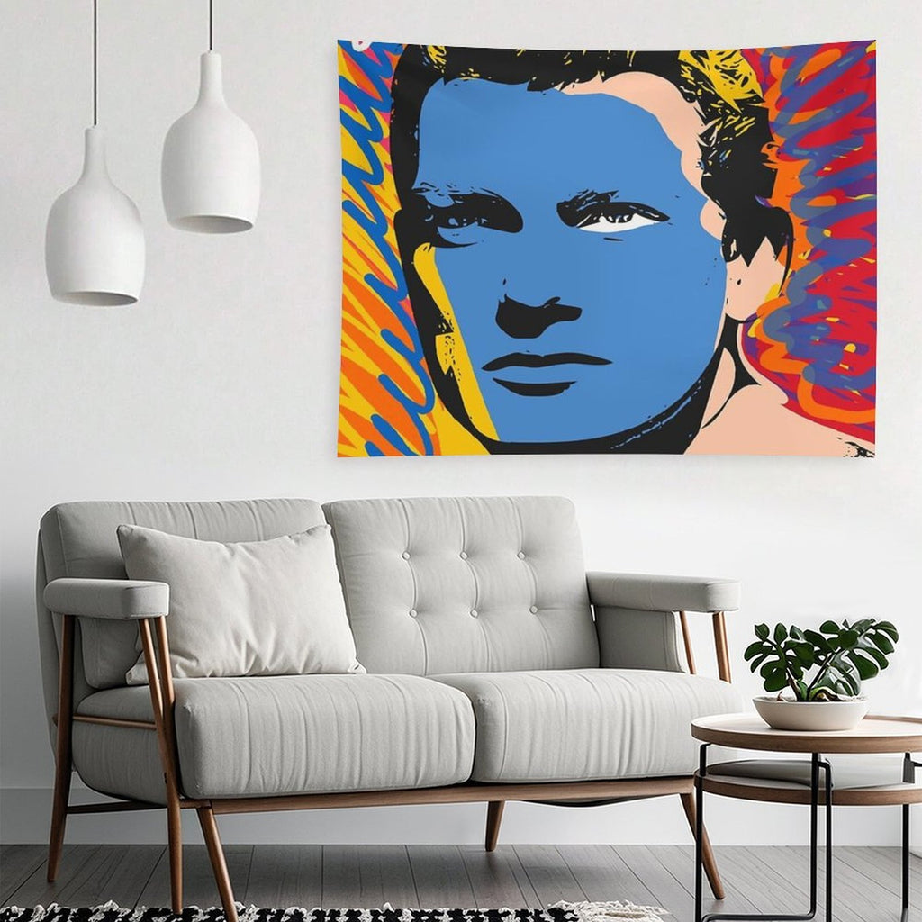 Pop Graffiti Art Portrait of A Vintage French Actor Tapestry