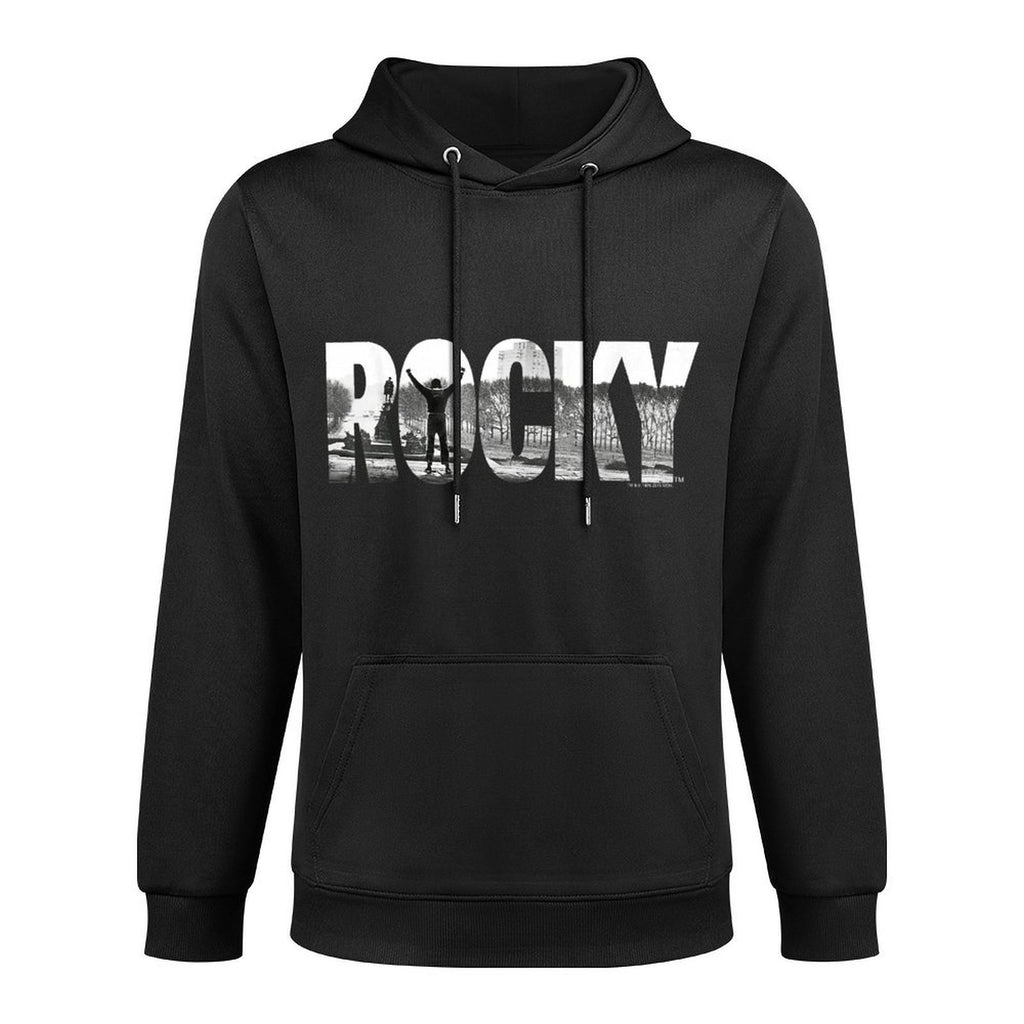 Rocky Black Classic Fit, Cotton Crew Neck, Adult Graphic Machine Washable Hoodie