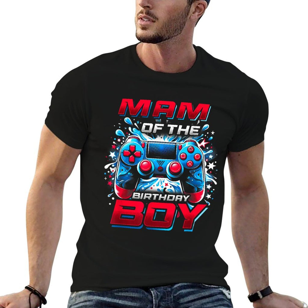 Mam of The Birthday Boy Matching Video Game Birthday  Rolled Sleeves T-Shirt